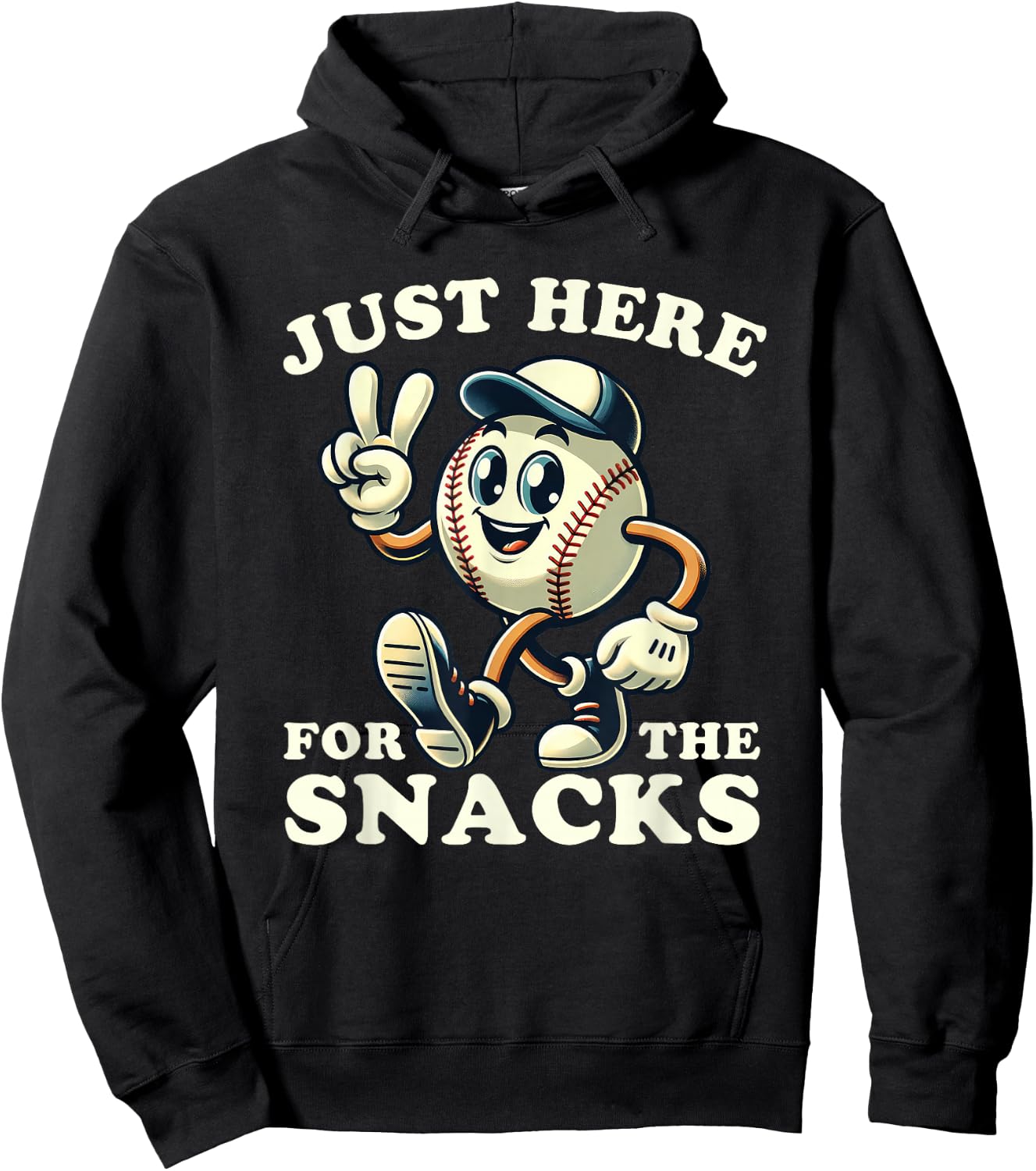 Baseball Just Here for the Snacks Funny Men Women Kids Hoodie - Hoodie | Black
