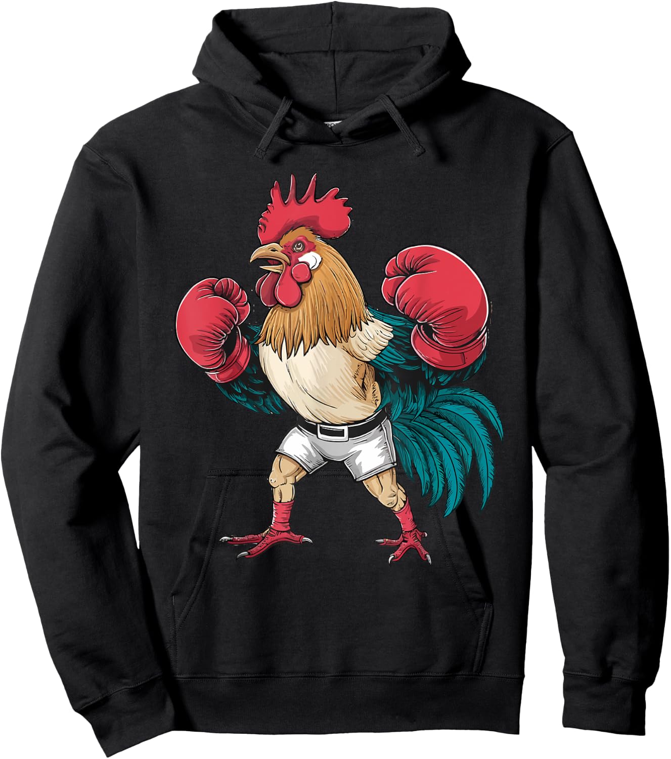 Funny Boxing Chicken With Red Gloves Kids Adults Hoodie - Hoodie | Black