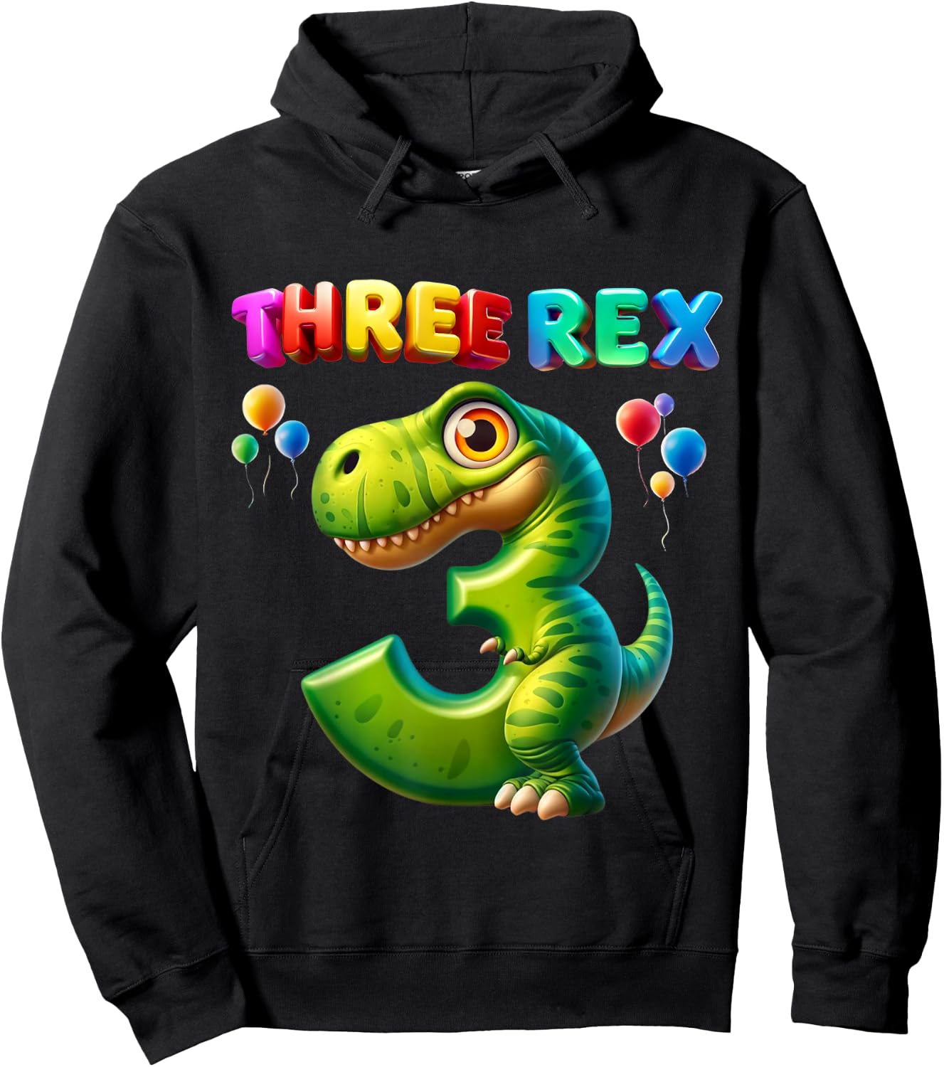 Three Rex 3rd Birthday Shirt Third Dinosaur 3 Year Old gift Hoodie - Hoodie | Black