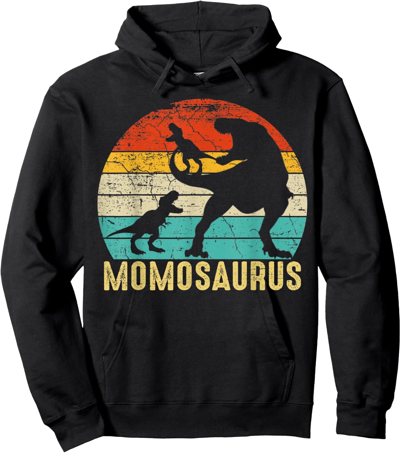 Momosaurus T Rex Momo Dinosaur 2 Kids Matching Family Hoodie - Hoodie | Black