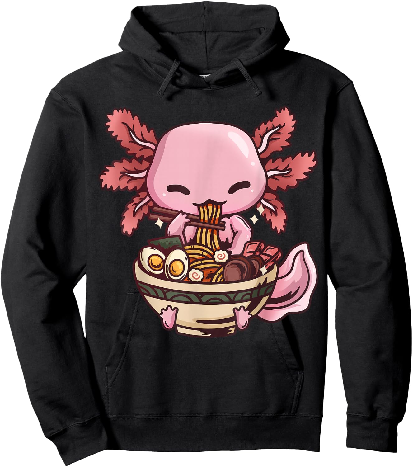 Axolotl Ramen Anime Kawaii Eating Girls Teens Hoodie - Hoodie | Black