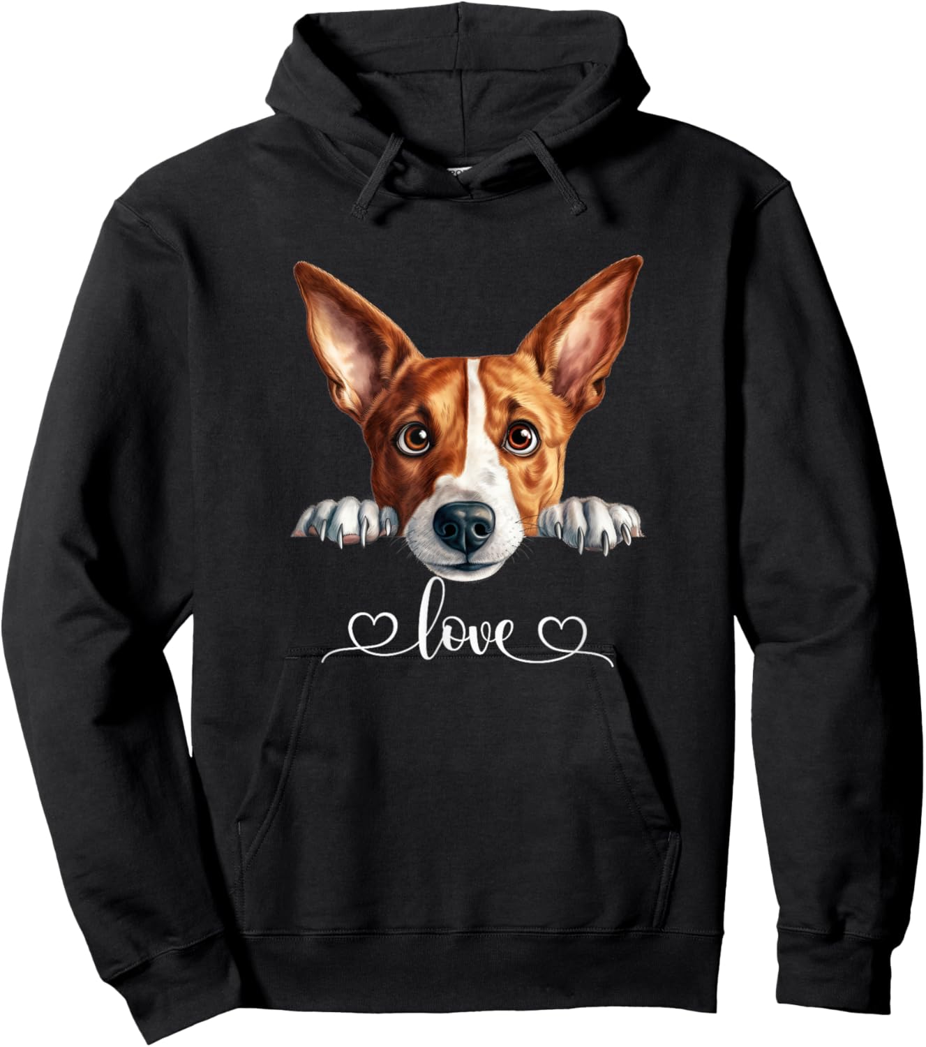 Cute Dog Graphic Love Puppy Basenji Dog Women Hoodie - Hoodie | Black