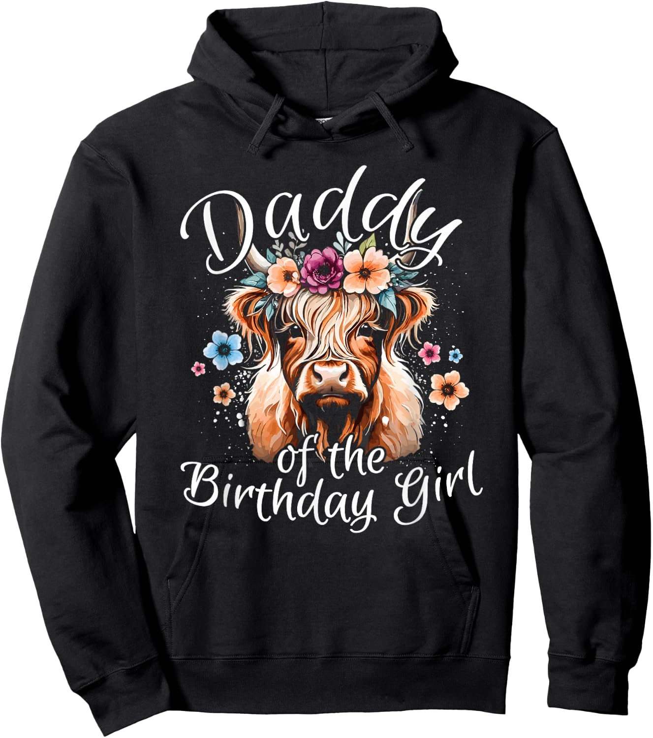 Daddy Of The Birthday Girl Highland Cow Hoodie - Hoodie | Black