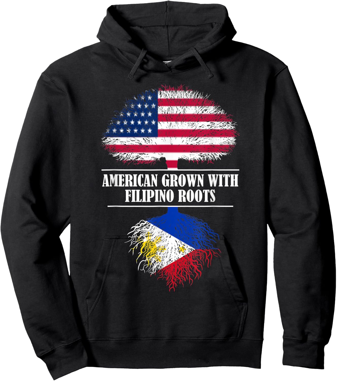 American grown with filipino roots Philippines flag gift Hoodie - Hoodie | Black