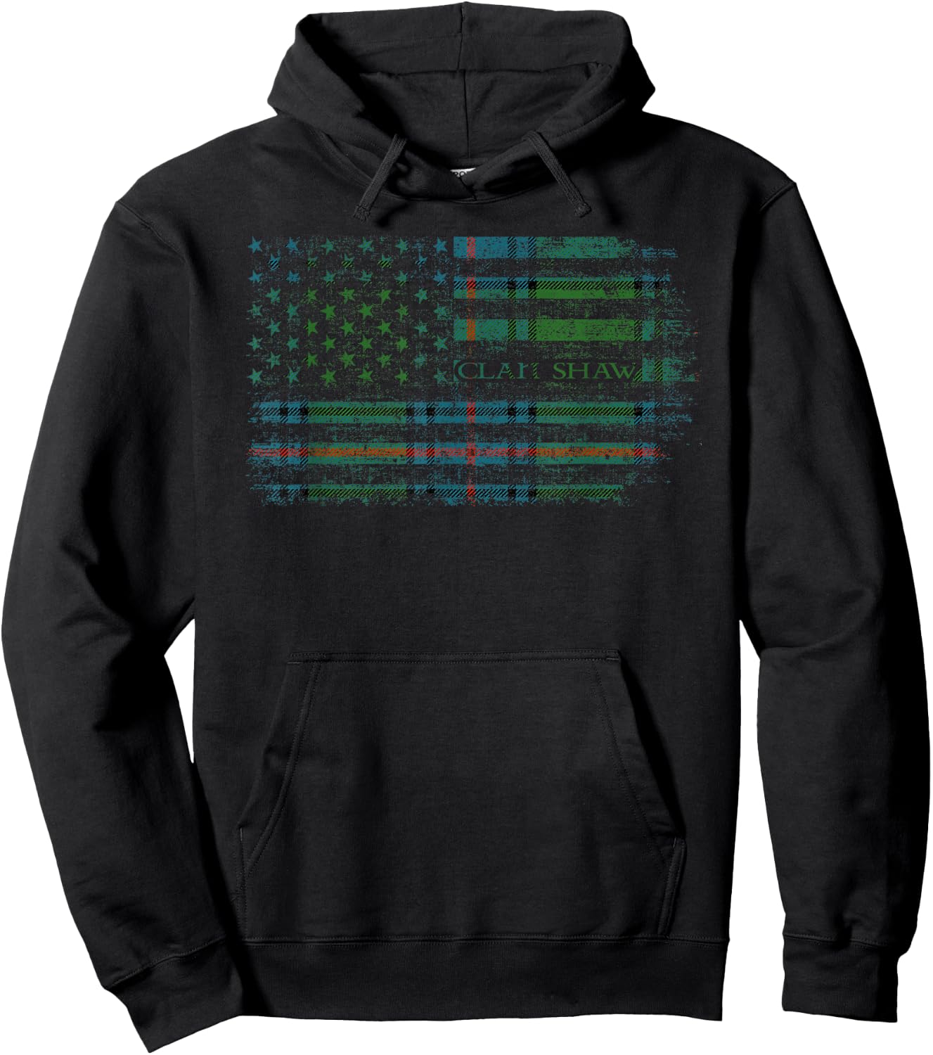 Clan Shaw Scottish tartan US flag kilt Scotland Hoodie - Hoodie | Black