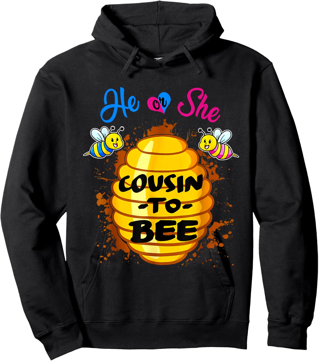 He Or She Cousin To Bee Gender Reveal Pregnancy Announcement Hoodie - Hoodie | Black