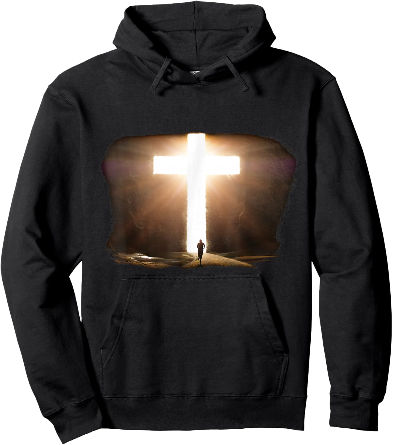 Jesus Christ Faith Cross in the Rock Christian Running Men Hoodie - Hoodie | Black