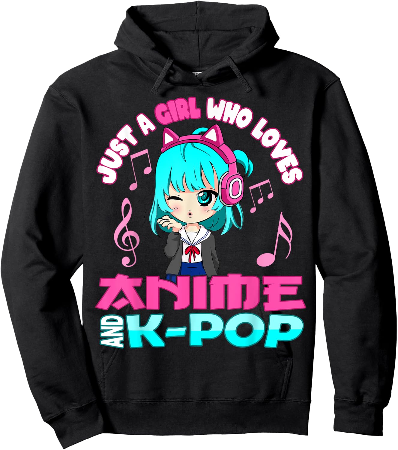 Anime and K-Pop Musik Manga Kawaii Chibi Merch KPOP Otaku Hoodie - Hoodie | Black