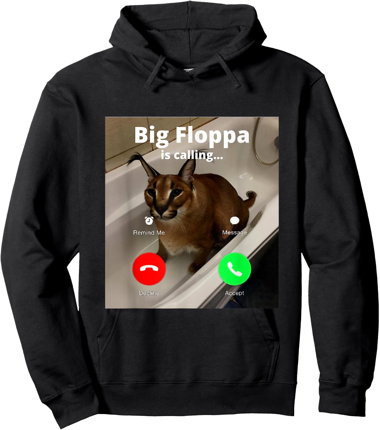 Lustiger Big Floppa Mein geliebter Big Floppa ruft Meme Cat Hoodie - Hoodie | Black
