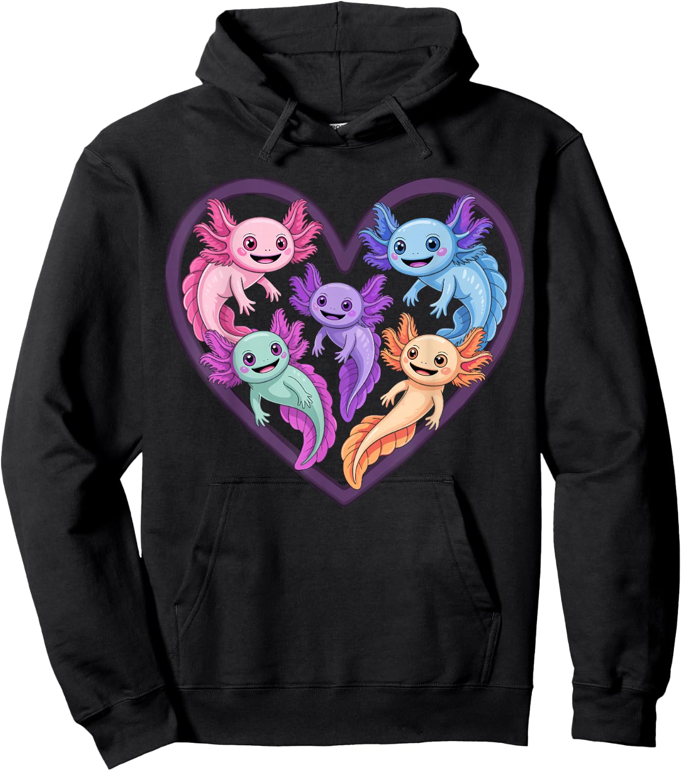Axolotl Heart Cute Kawaii Axolotls Hoodie - Hoodie | Black