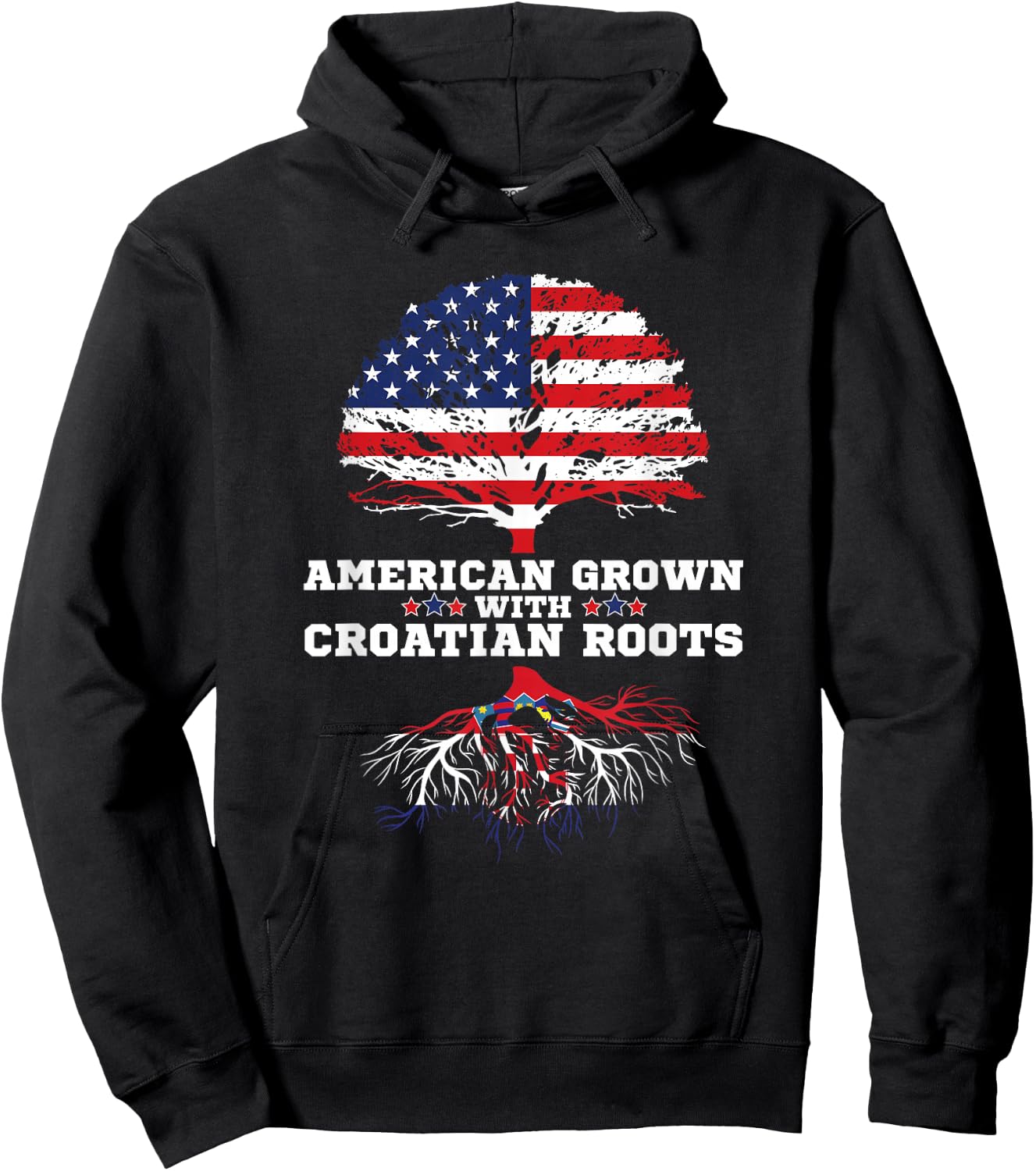 Croatia Roots American Grown Croatian Roots Hrvatska Hoodie - Hoodie | Black