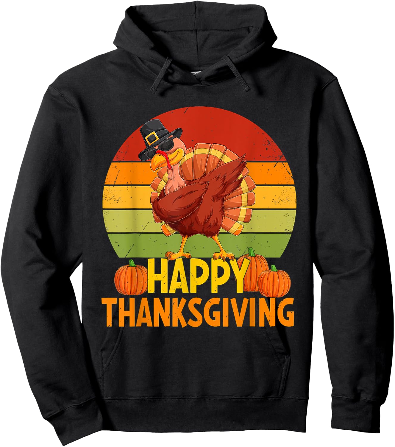 Happy Thanksgiving Dabbing Turkey Pilgrim Boys Girls Toddler Hoodie - Hoodie | Black