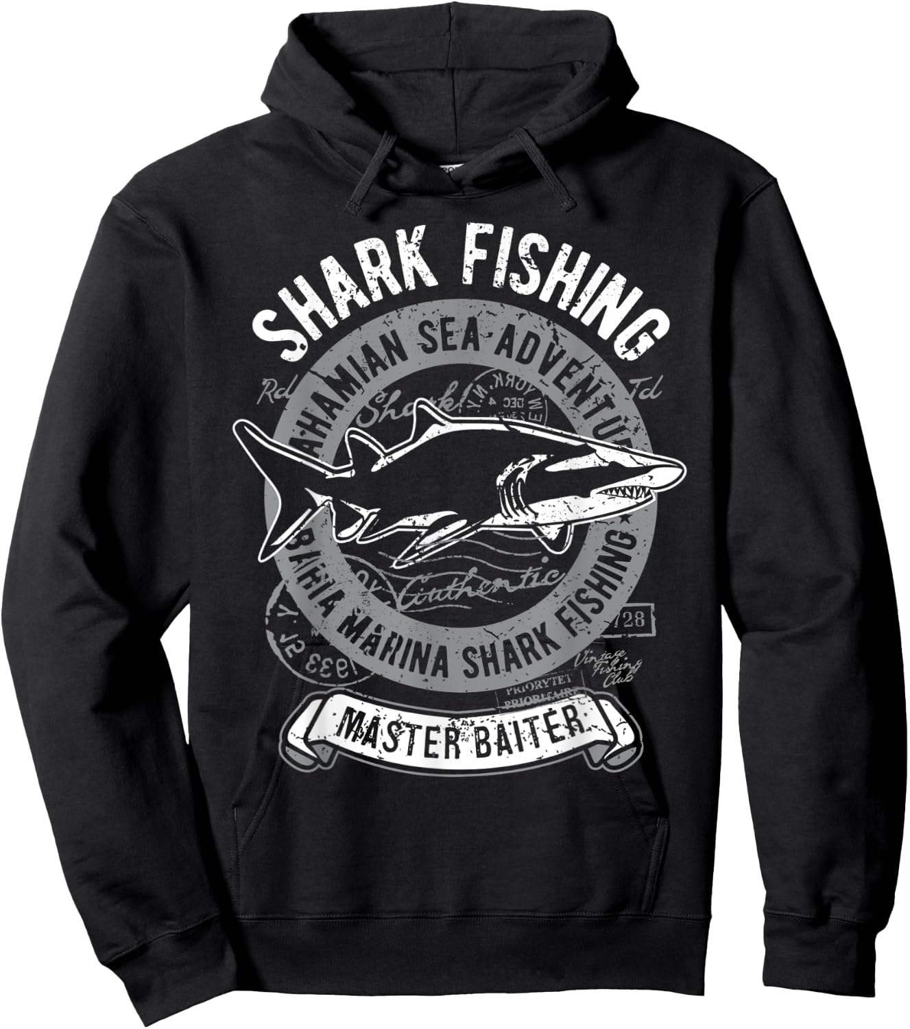 Shark Fisherman Vintage Angler Black Tip Shark Master Baiter Hoodie - Hoodie | Black