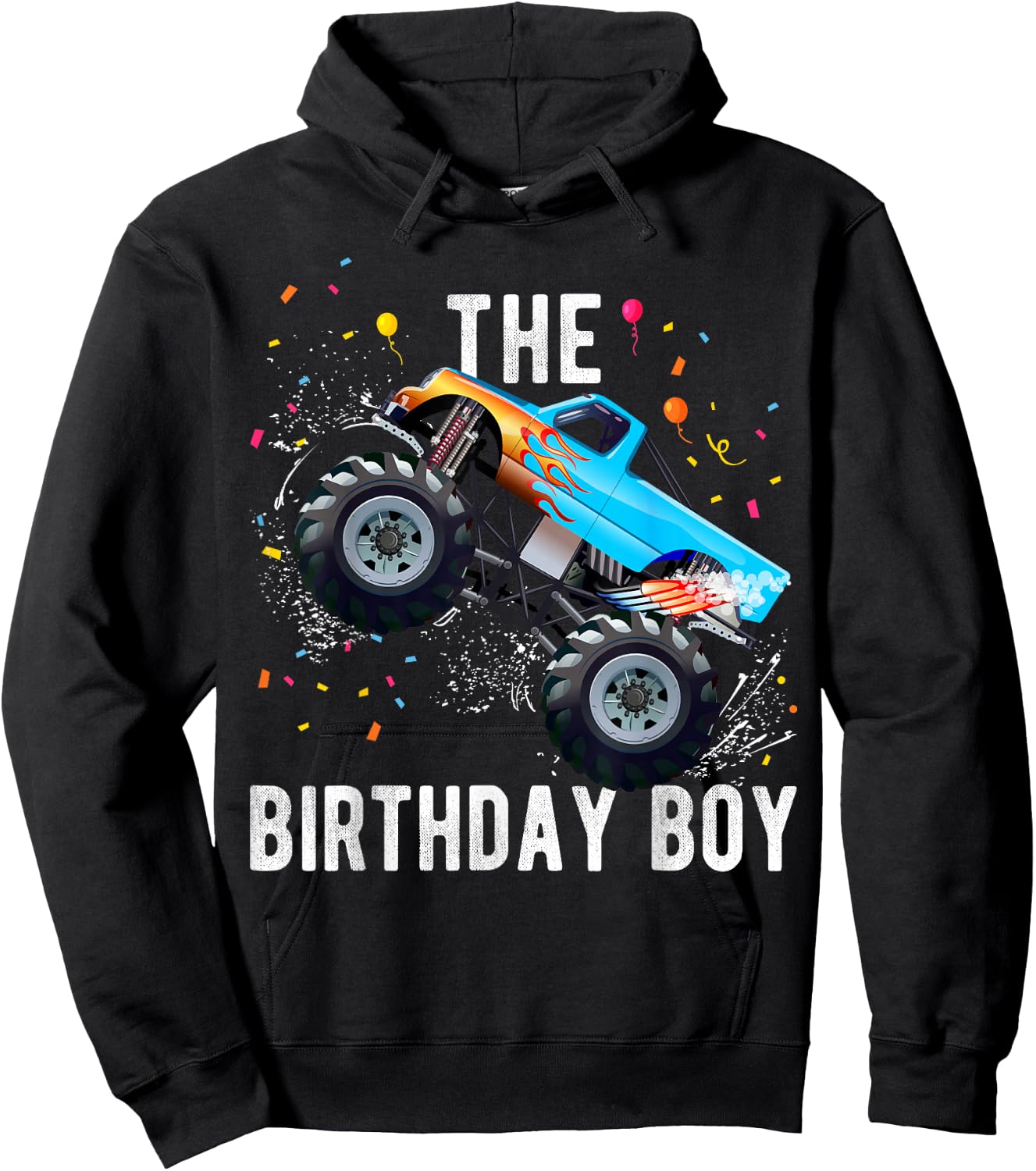 Birthday Boy Monster Truck Family Matching Hoodie - Hoodie | Black