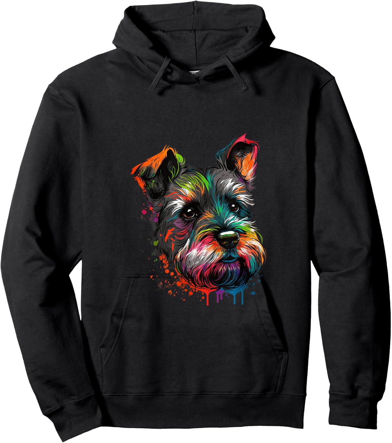 Miniature Schnauzer Pop Art I Splash Art Schnauzer Hoodie - Hoodie | Black