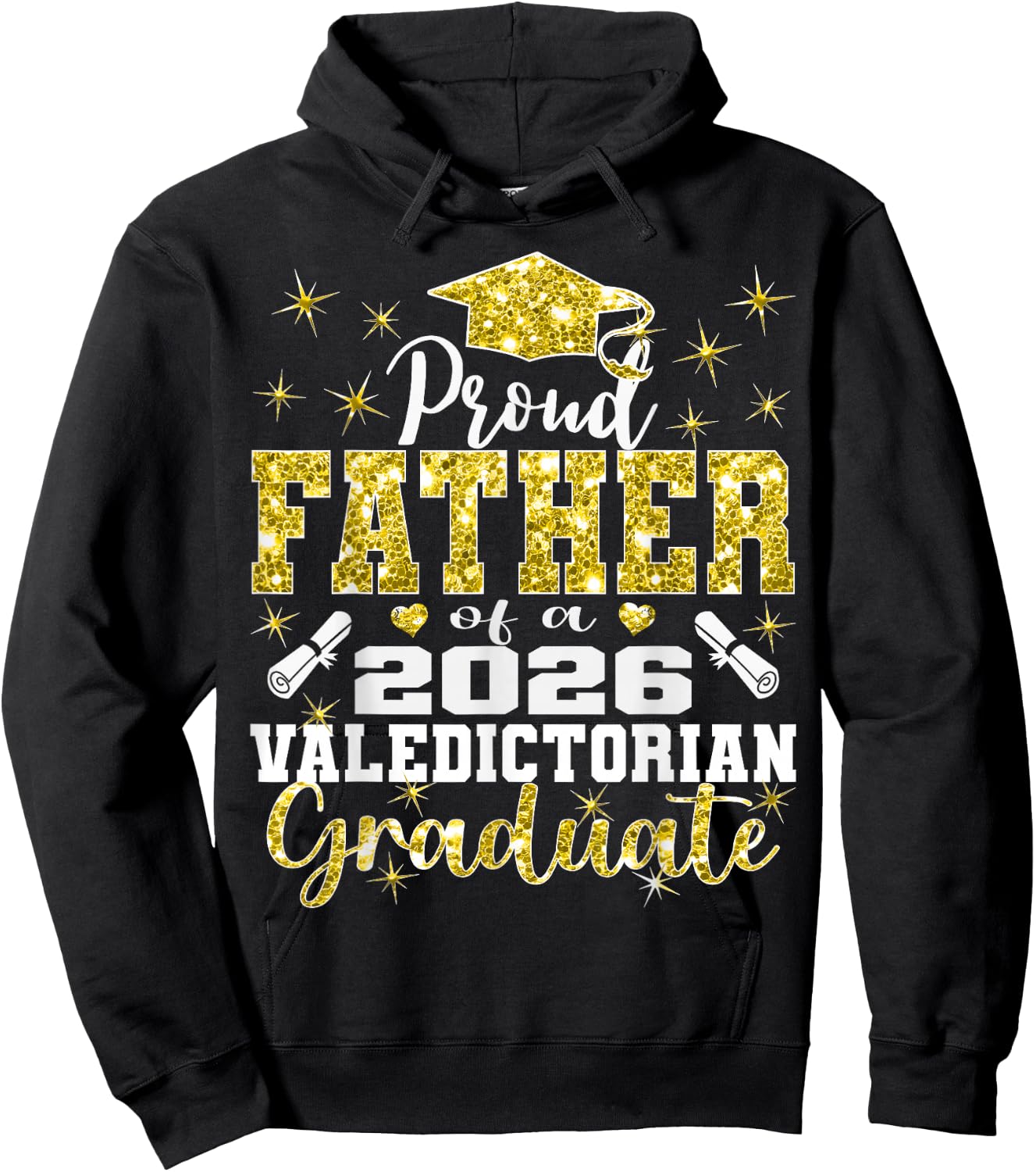 Proud Father of 2026 Valedictorian Graduate 26 Hoodie - Hoodie | Black