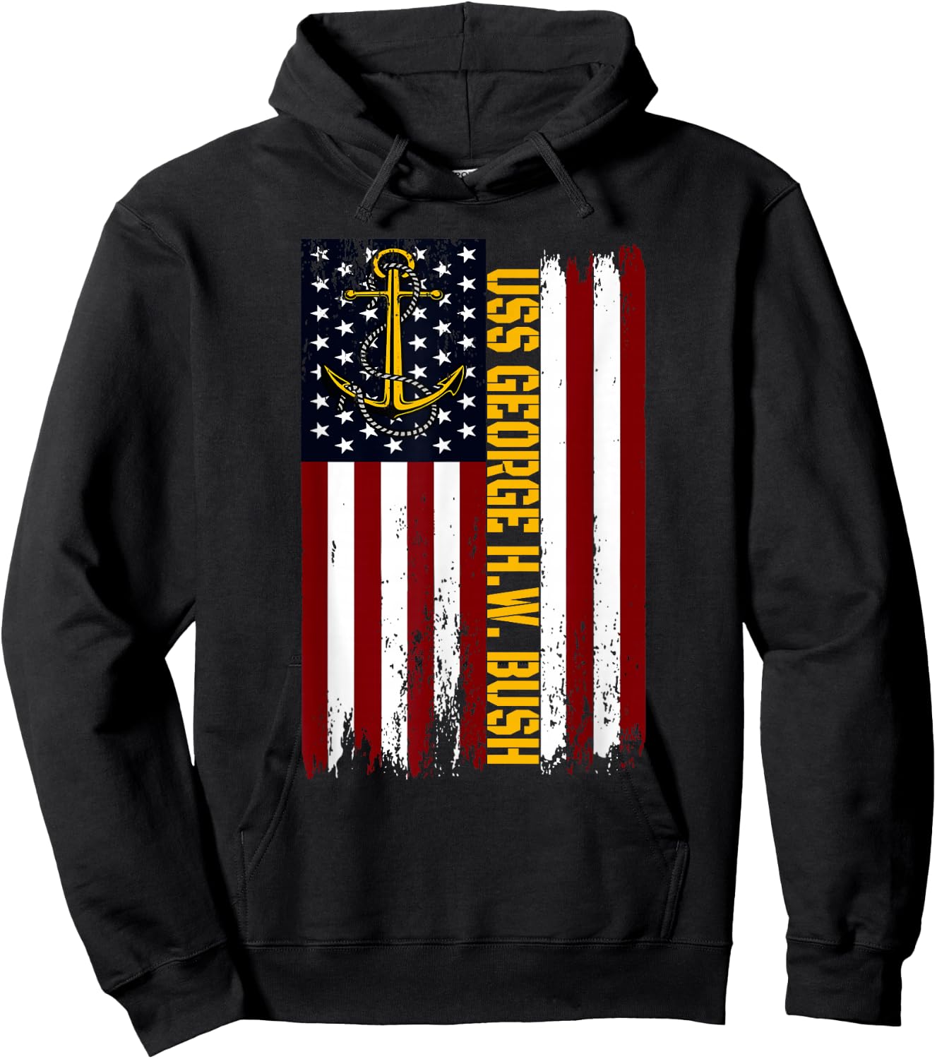 Aircraft Carrier USS George H.W. Bush Veteran Father Grandpa Hoodie - Hoodie | Black