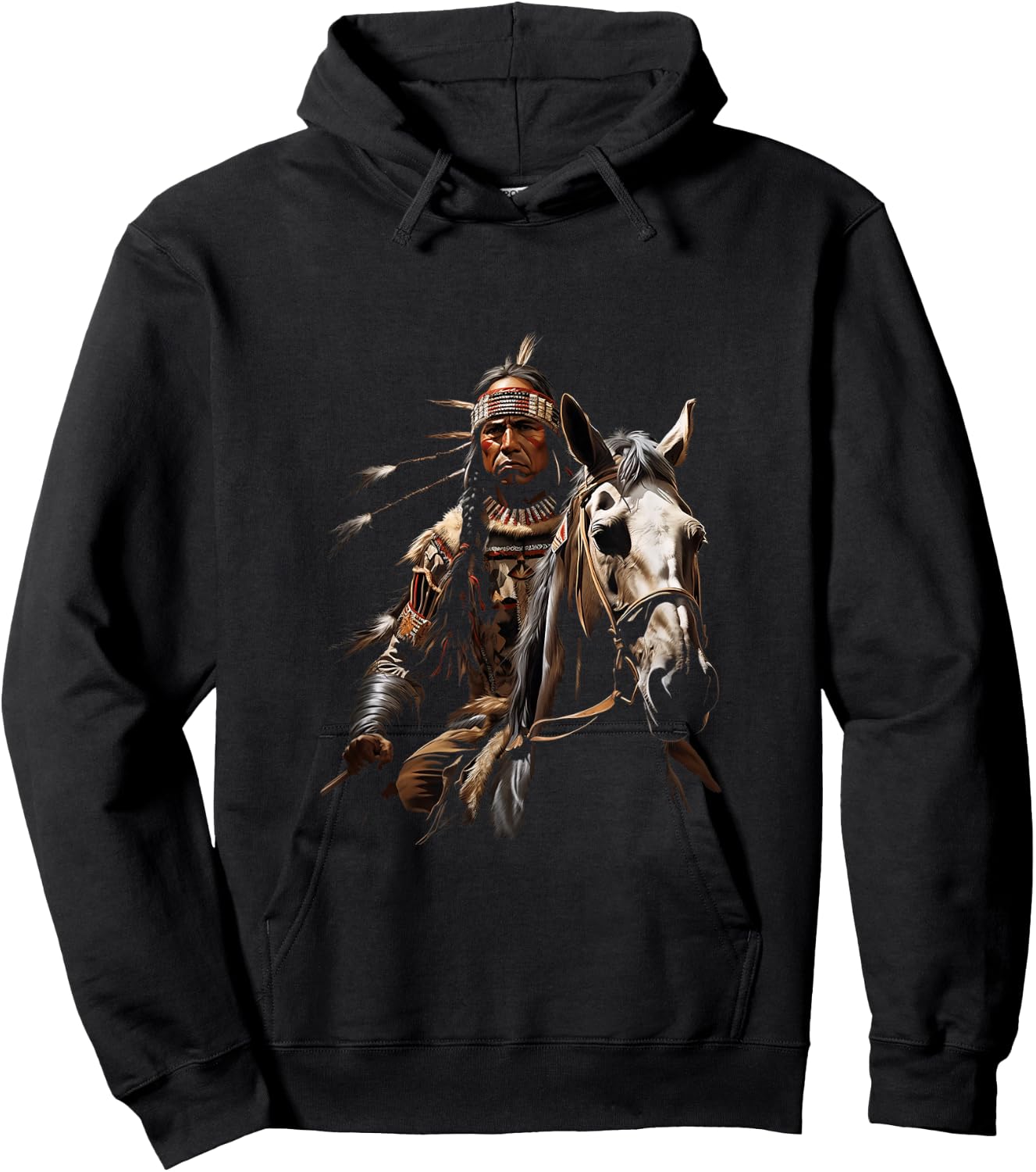 Indian Warrior Chief Indianerpferd Hoodie - Hoodie | Black