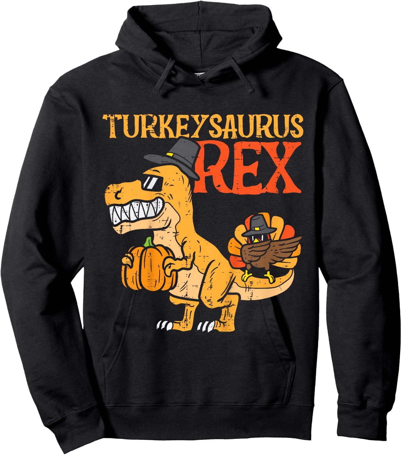 Turkeysaurus Rex Dab Turkey Dino Toddler Boys Thanksgiving Hoodie - Hoodie | Black