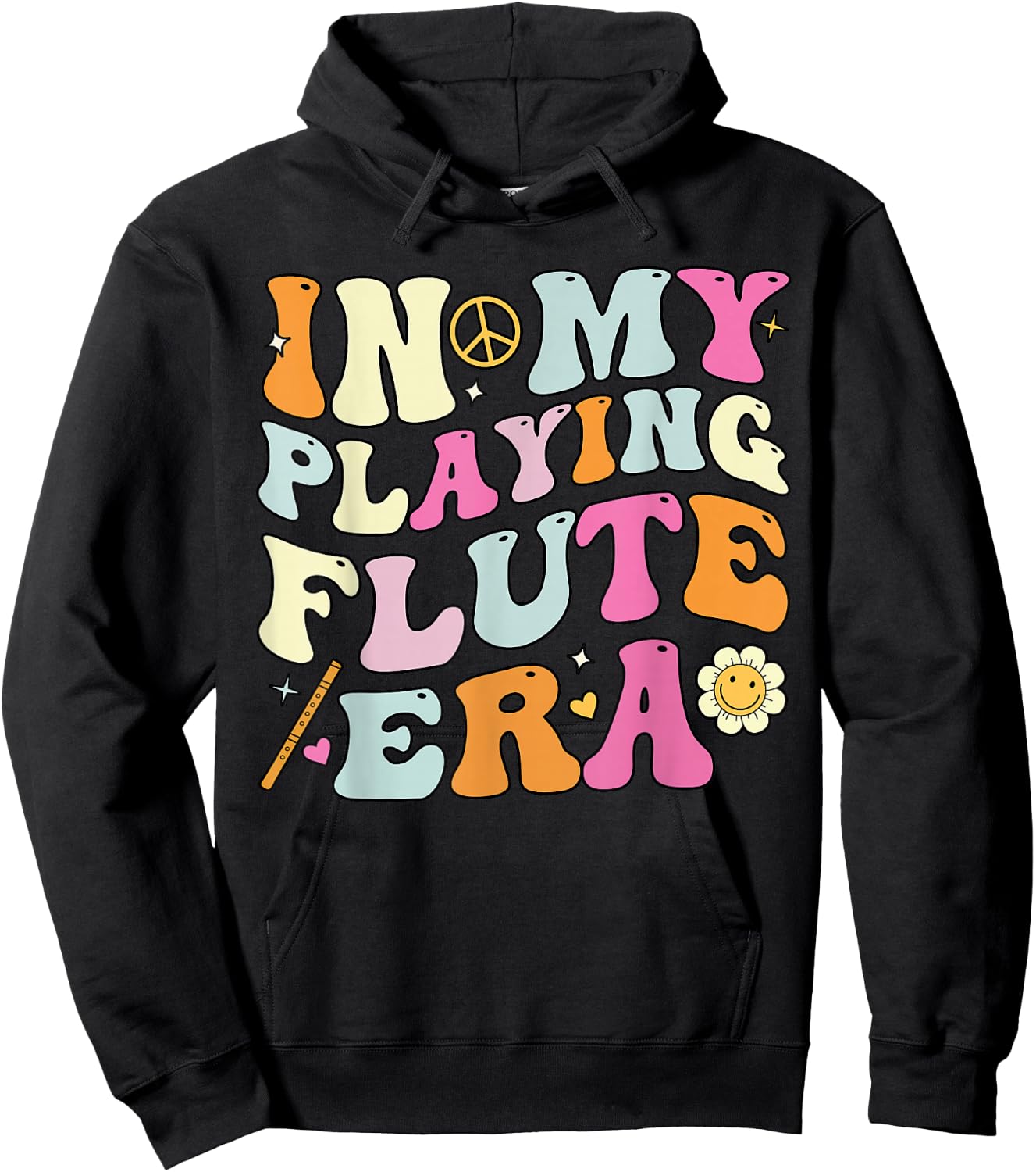 In My Playing Flute Era, Groovy Flute Players Hoodie - Hoodie | Black