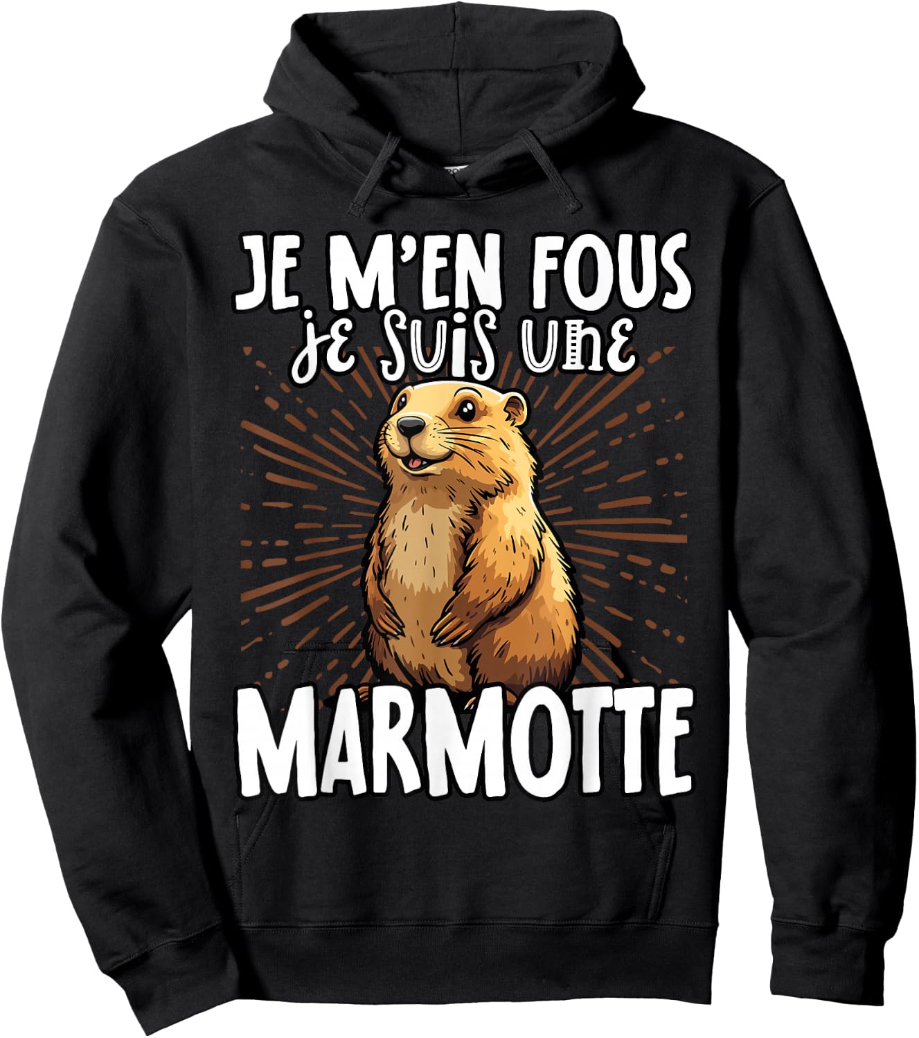 Je M'en Fous Je Suis Une Marmotte Mignonne , Black, S Hoodie - Hoodie | Black