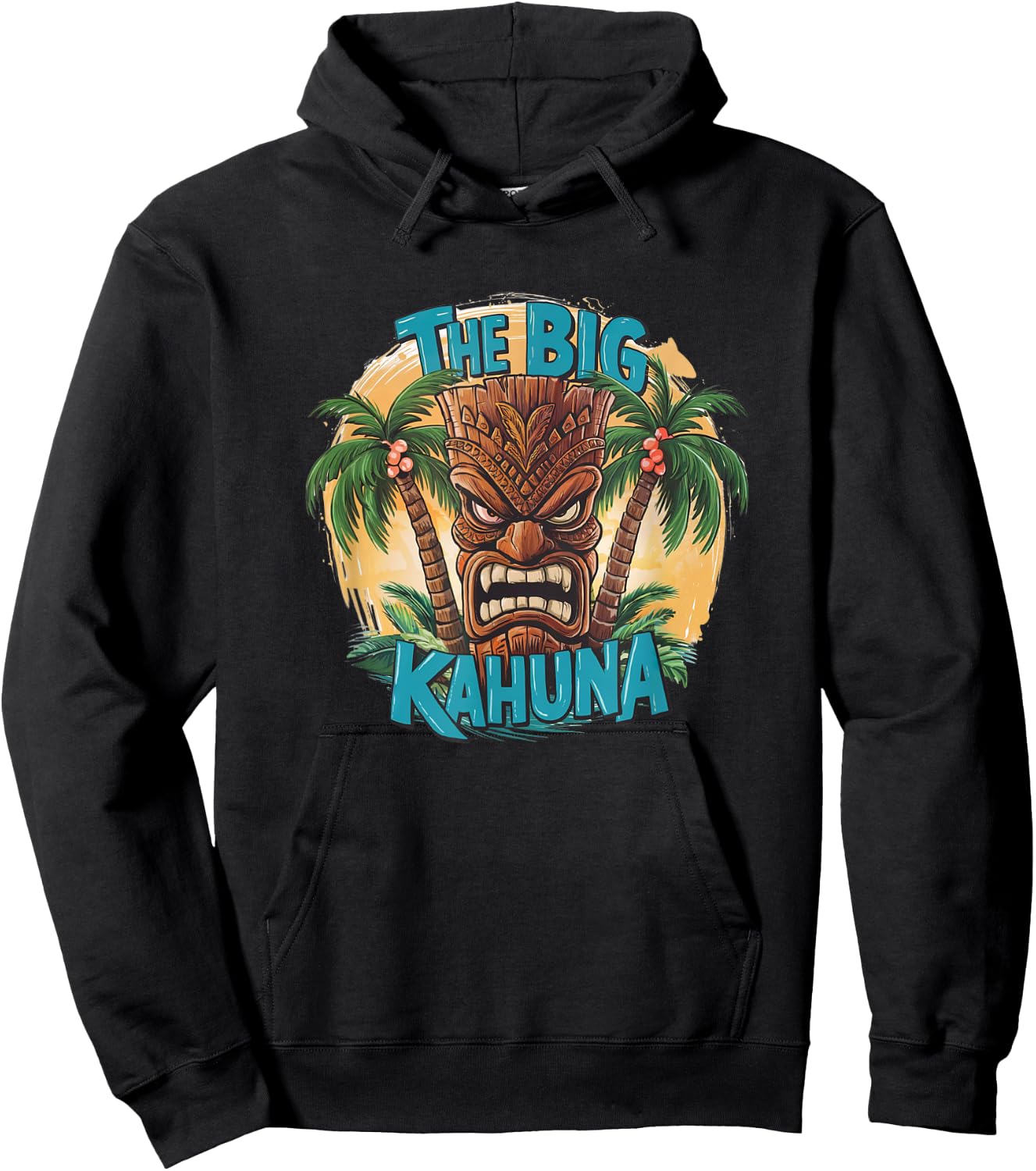 Tiki Big Kahuna Funny Hawaiian Fête des Pères Vacances Tropical Hoodie - Hoodie | Black