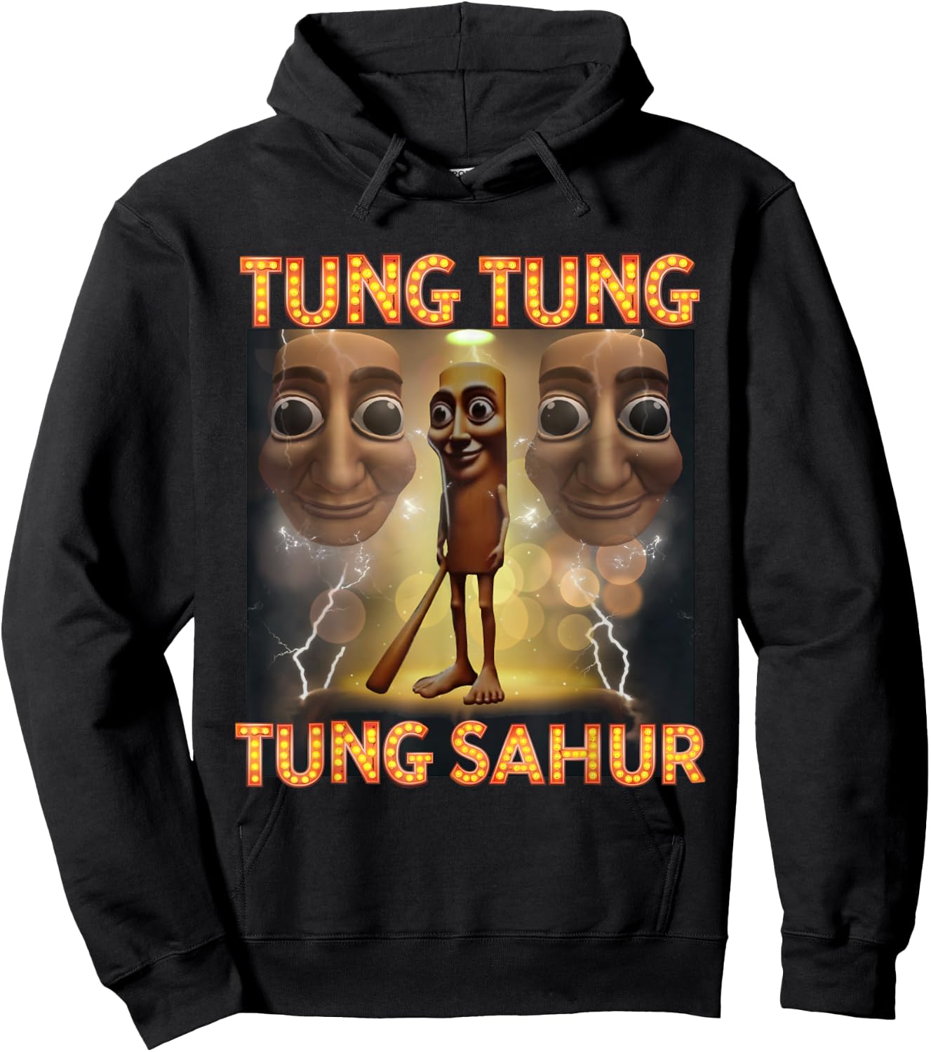 Tung Tung Sahur Funny Meme Italian Brain Red Hoodie - Hoodie | Black