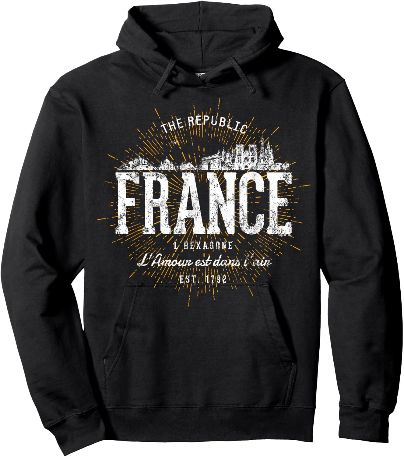 Vintage Style Retro France Hoodie - Hoodie | Black