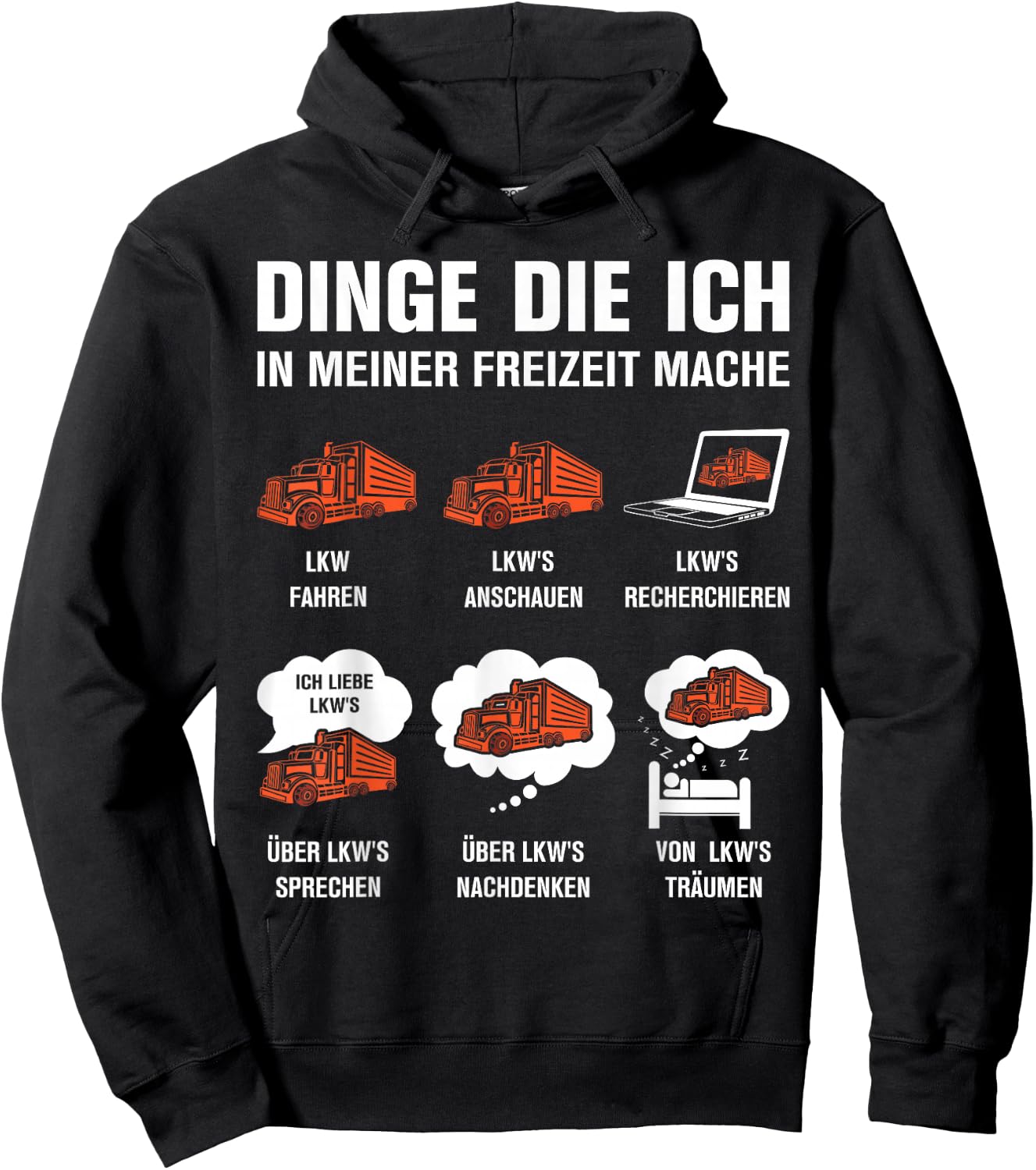 Dinge die ich in meiner Freizeit Mache LKW Fahrer Hoodie - Hoodie | Black