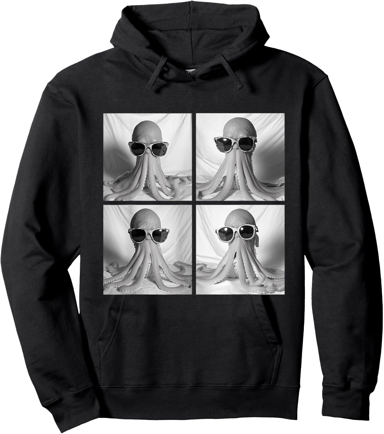 Funny Octopus with Sunglasses Cool Ocean Animals Humor Meme Hoodie - Hoodie | Black