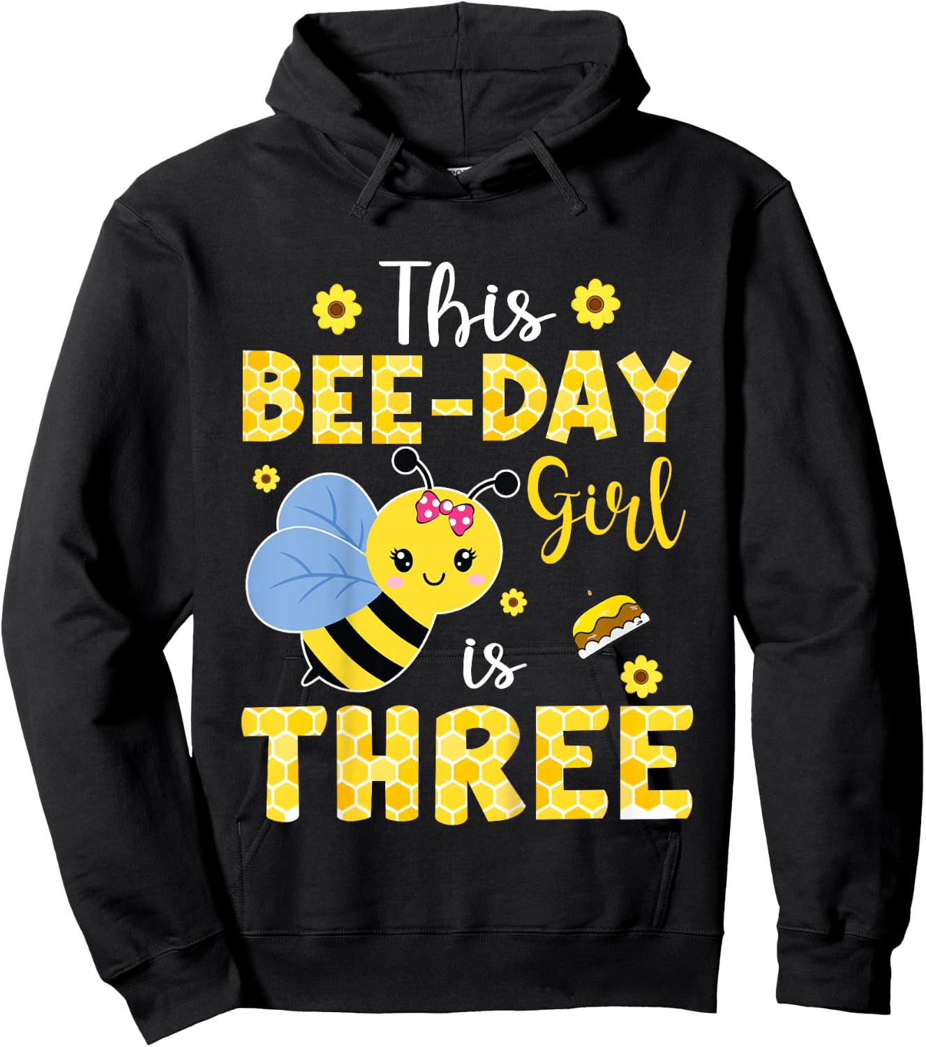 This Bee-Day Girl Is Three 3 Years Old 3rd Birthday Kids Hoodie - Hoodie | Black