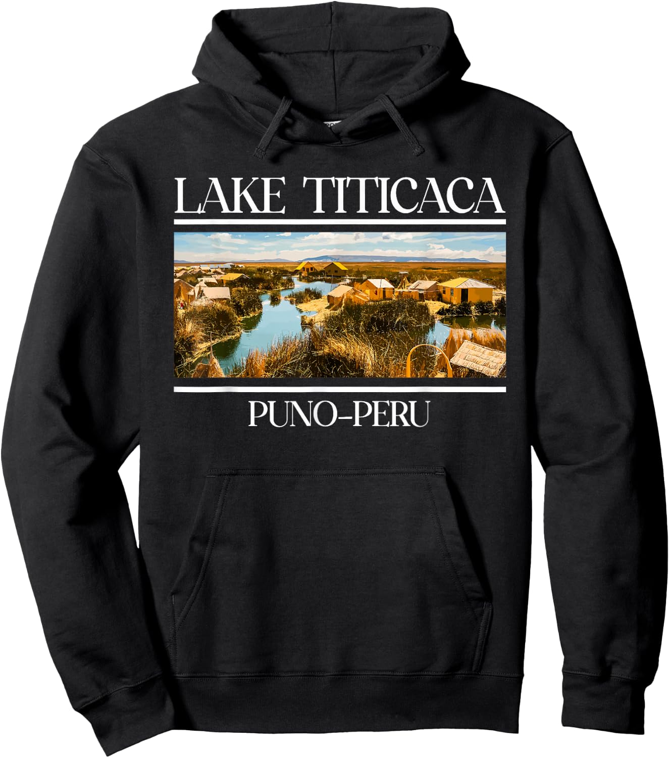 Titicaca Lake Puno Peru Fishing Lake Hoodie - Hoodie | Black