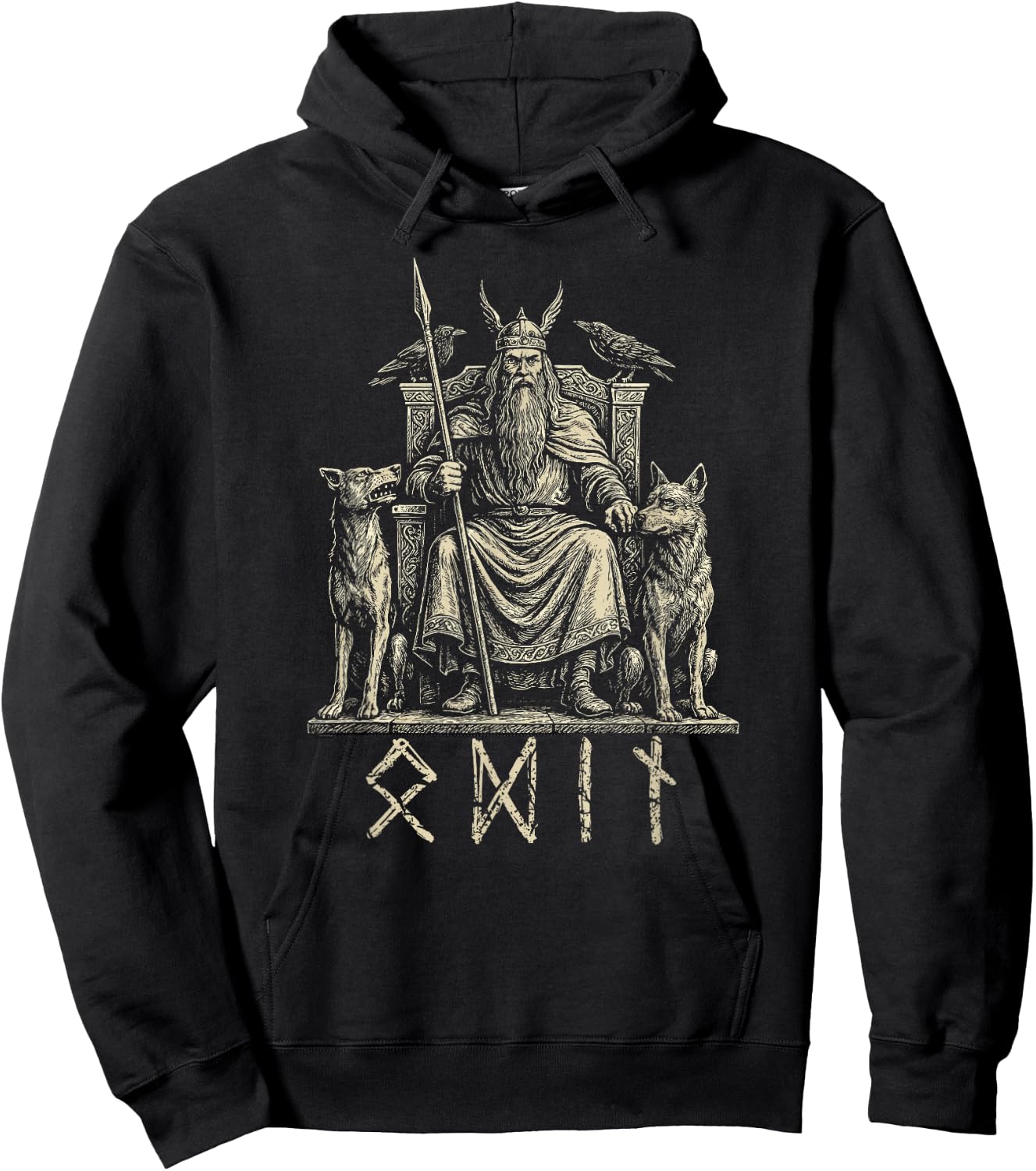 Odin Wolves Ravens Odins Wotan Nordic Viking God Viking Hoodie - Hoodie | Black