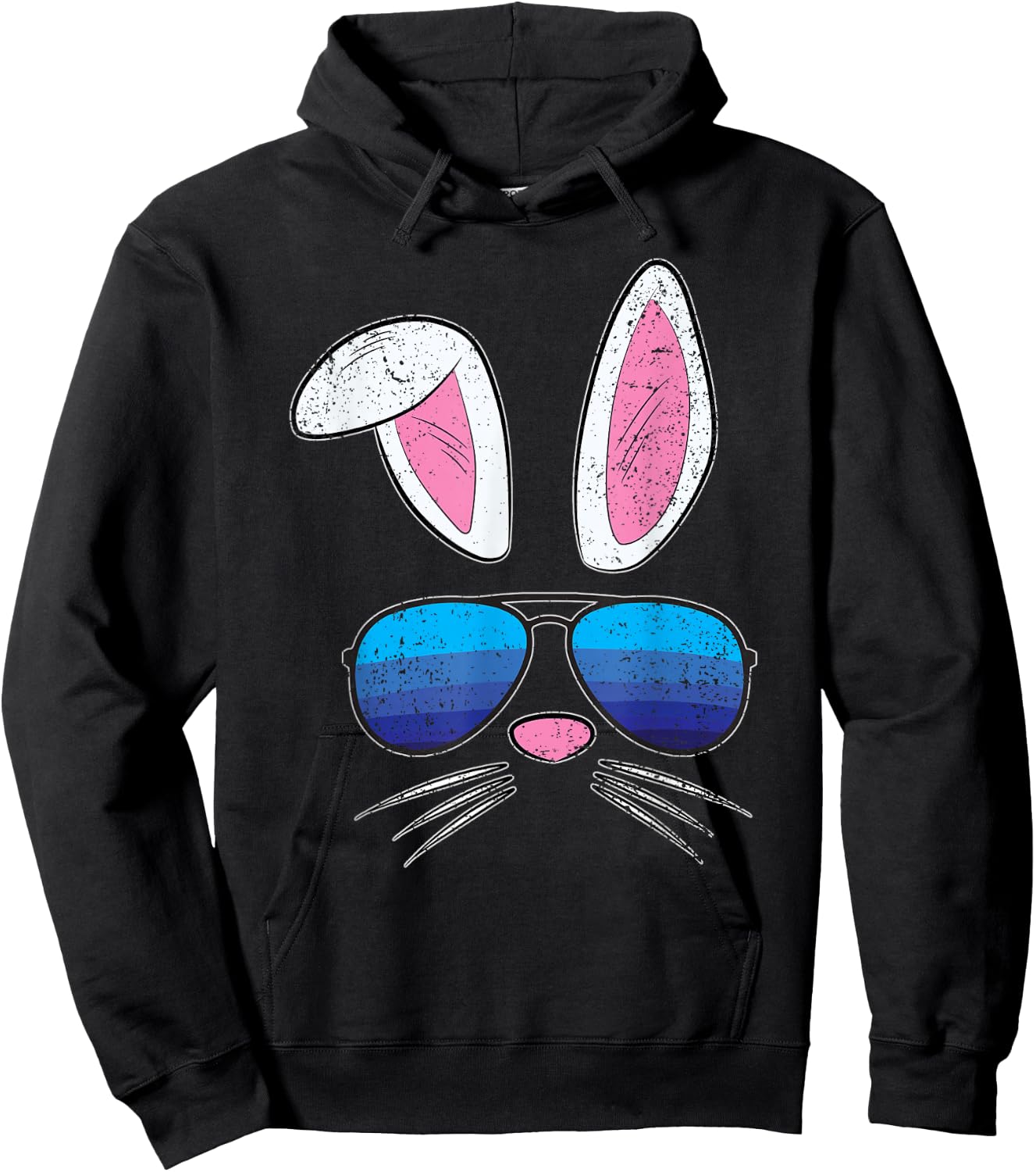 Easter Bunny Sunglasses Cute Rabbit Face Spring Hoodie - Hoodie | Black