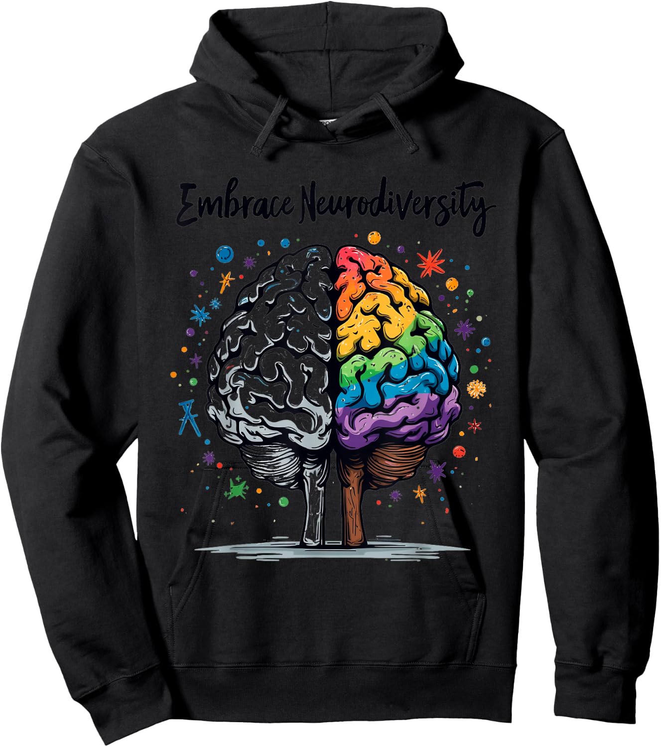 Embrace Neurodiversity Neurodiversity Brain , black Hoodie - Hoodie | Black