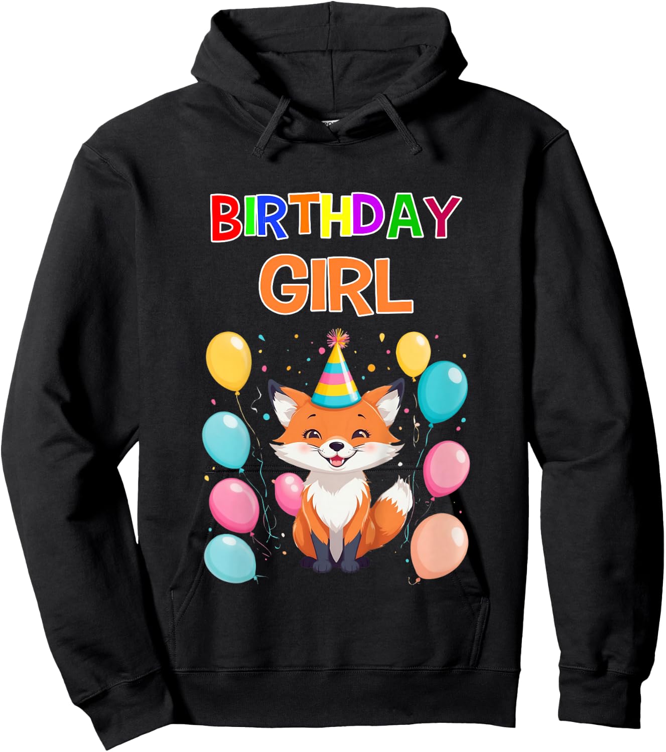 Girld Fox Birthday TShirtz & More Fox Birthday Shirt Girls Fox Lover Birthday Girl Hoodie - Hoodie | Black
