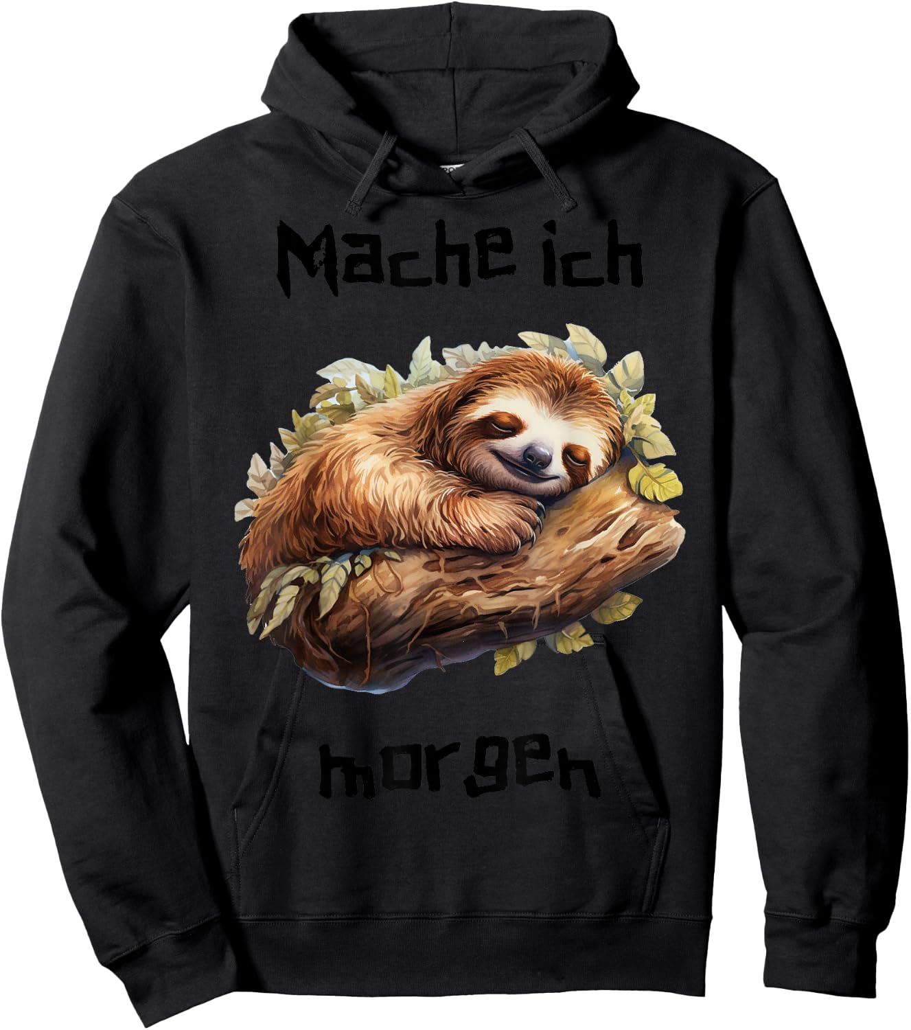 Morgenmuffel Sloth Spruch lustiges Langschläfer Faultier Hoodie - Hoodie | Black