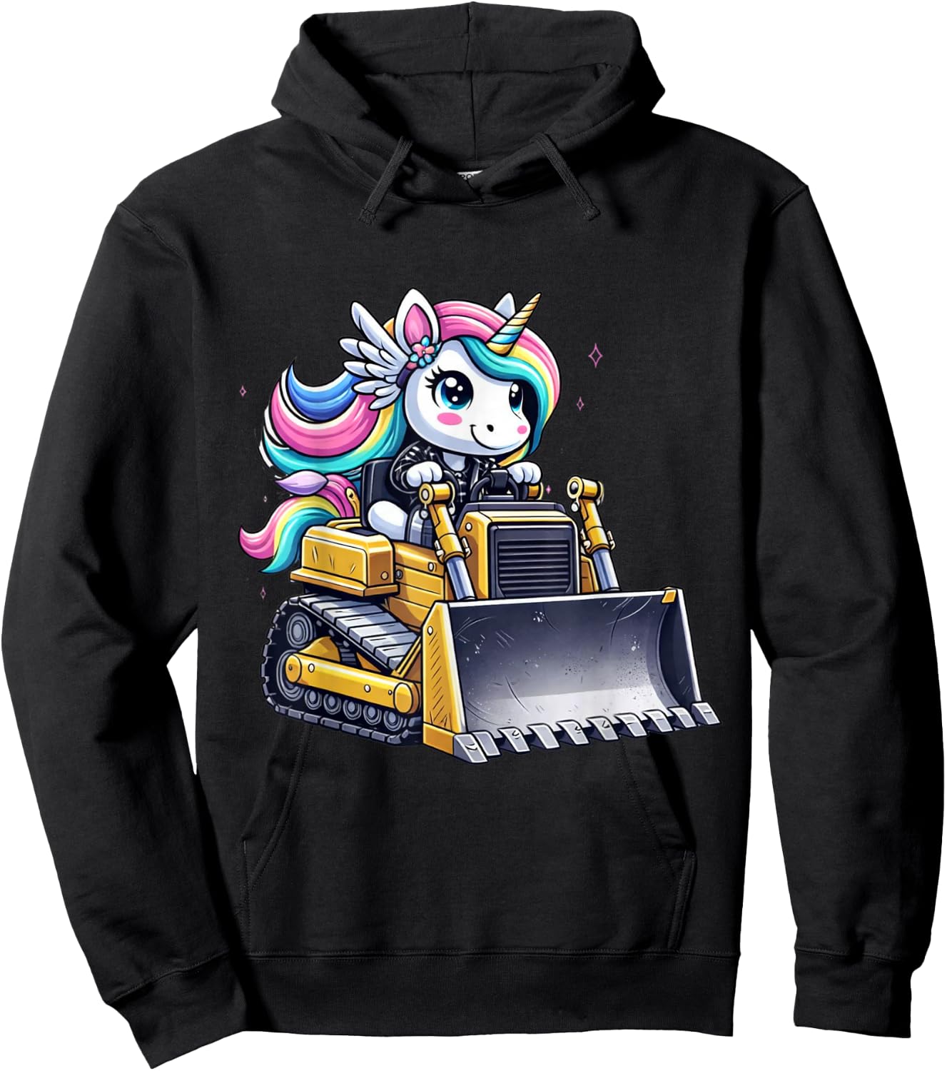 Unicorn Riding Bulldozer Hoodie - Hoodie | Black