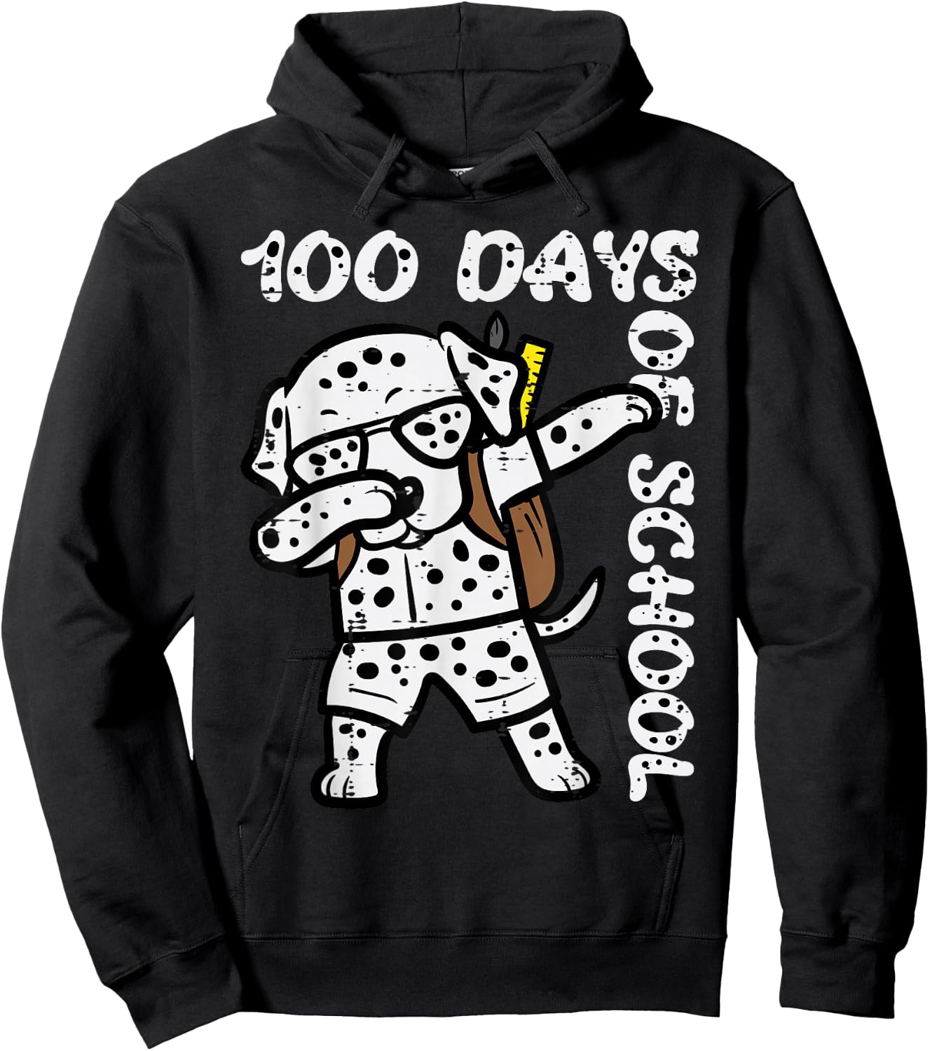 100 Days School Dalmatian Dog Dab 100th Day Boys Girls Kids Hoodie - Hoodie | Black