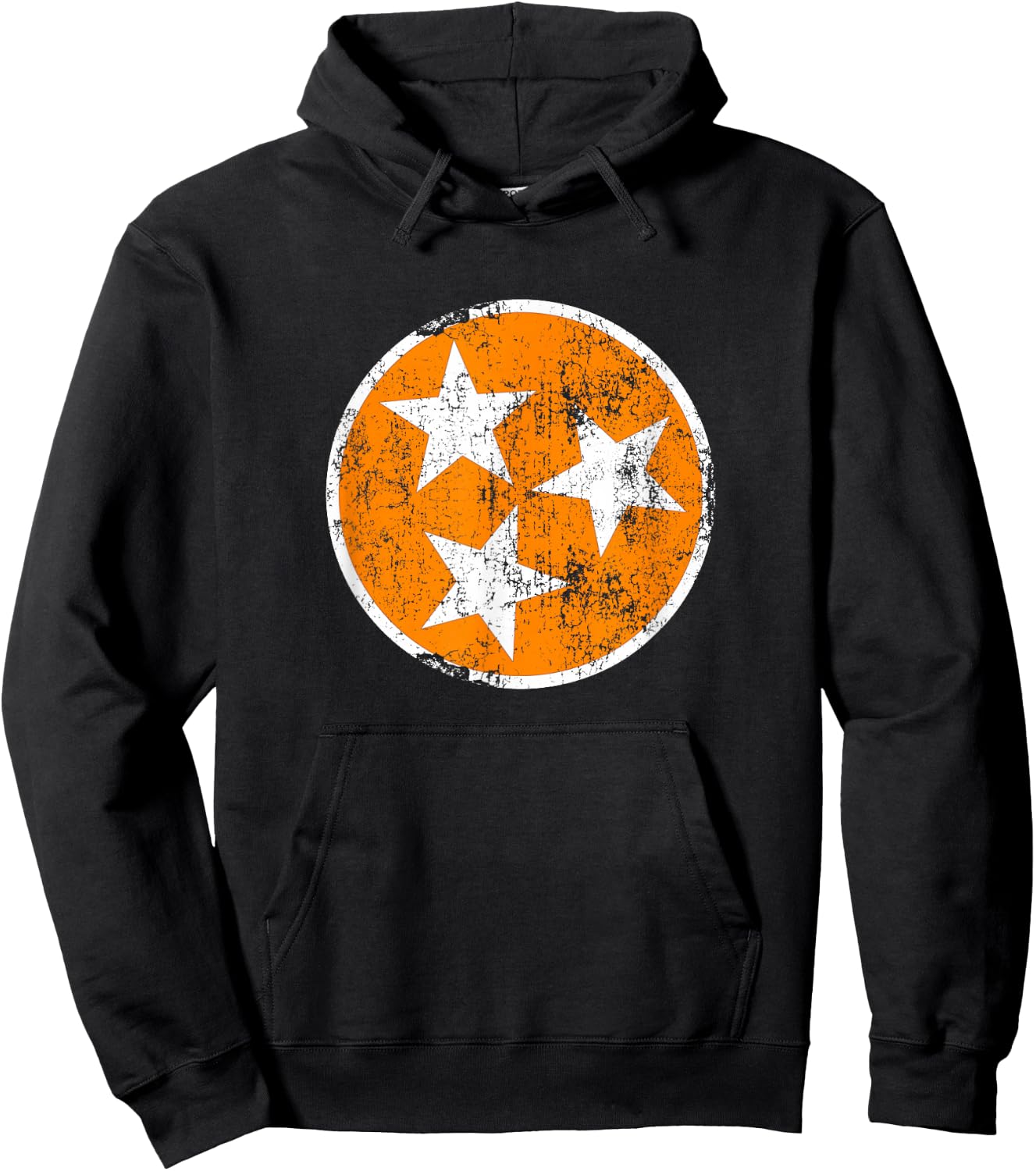 3 Star TN Orange and White Distressed Tennessee State Flag Hoodie - Hoodie | Black