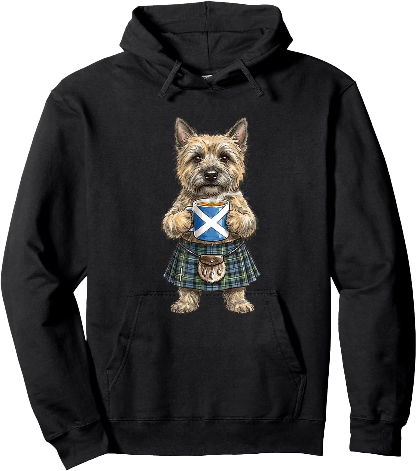 süß lustig Cairn Terrier Hund Tasse Kaffee Schottland Flagge Hoodie - Hoodie | Black