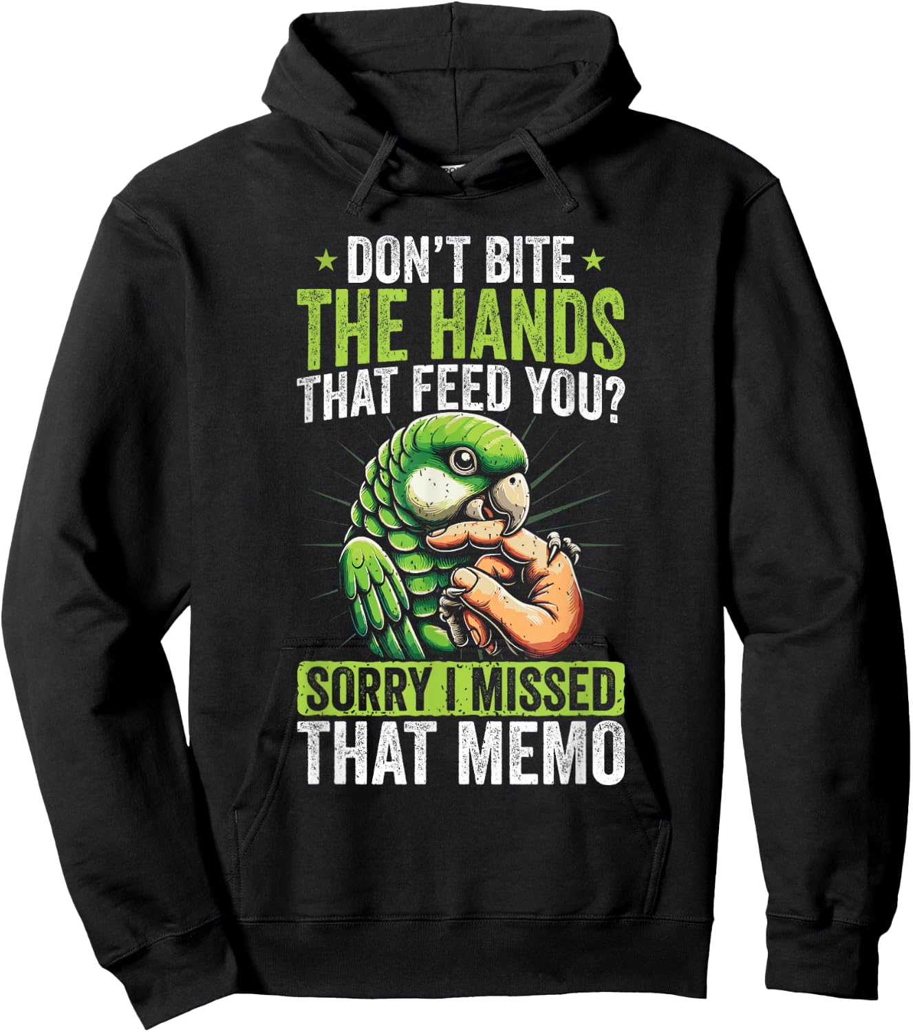 Green Quaker Parrot. Hoodie - Hoodie | Black