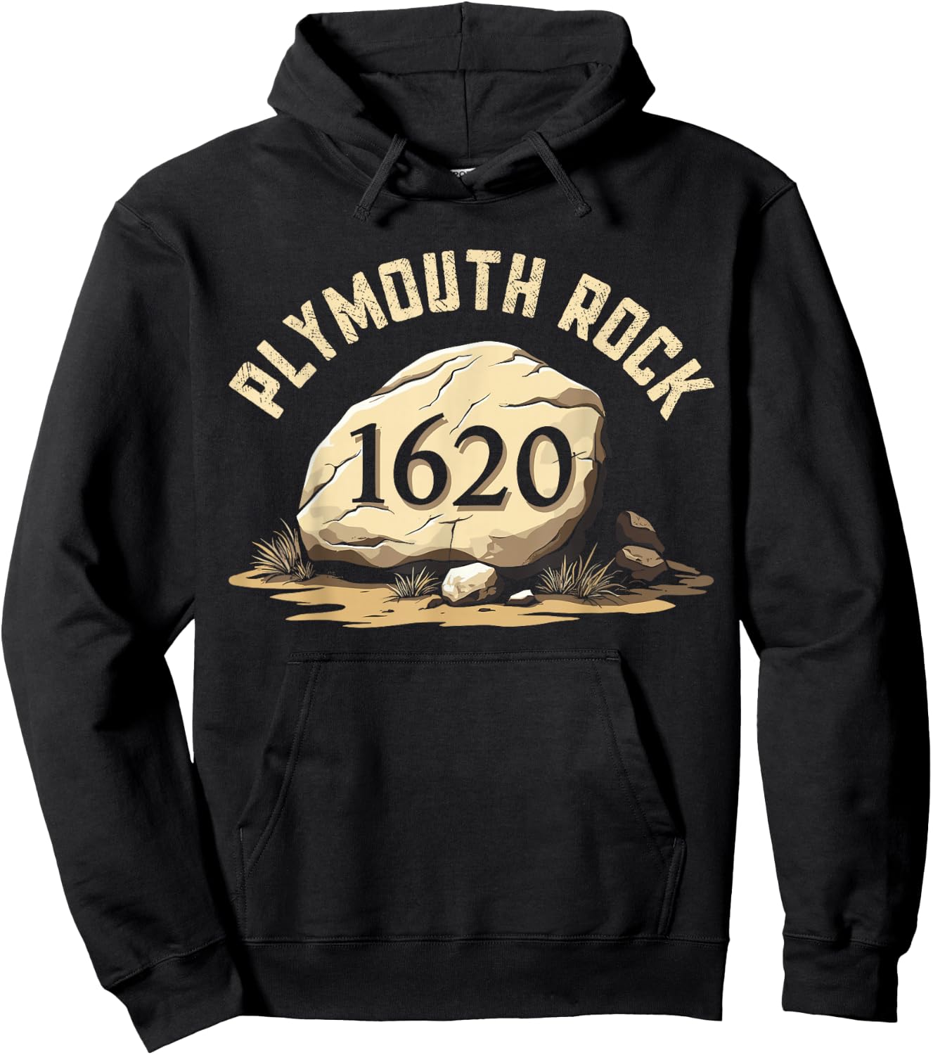 Plymouth Rock, Vintage Plymouth Massachusetts, Plymouth Rock Hoodie - Hoodie | Black