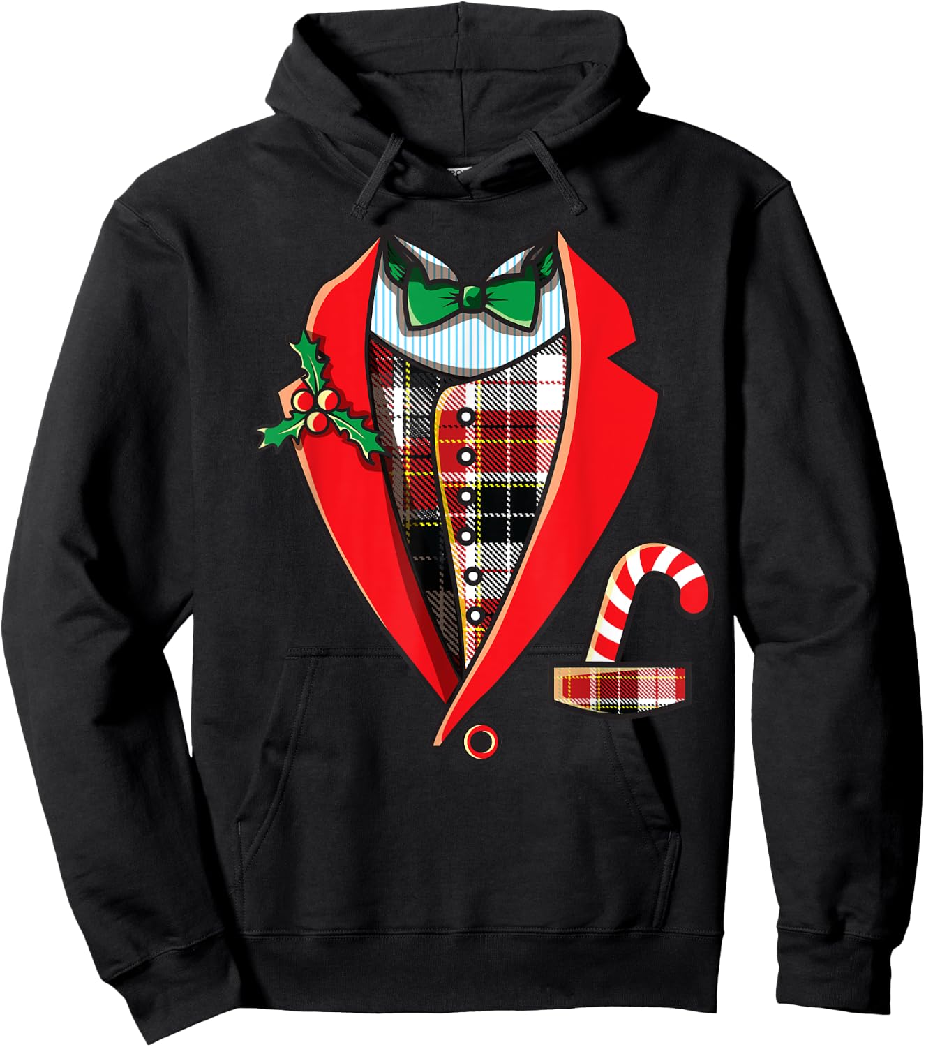 Christmas Tuxedo Shirt Funny Family Pajama Party Gift Hoodie - Hoodie | Black