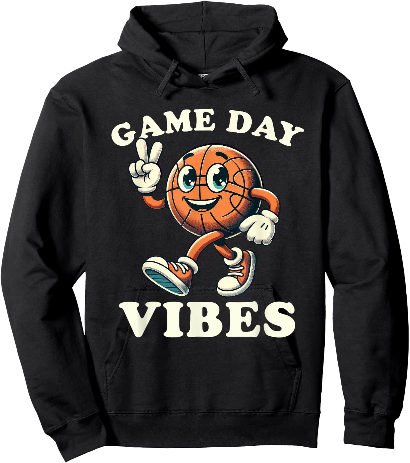 Basketball Game Day Vibes Funny Men Women Kids Hoodie - Hoodie | Black