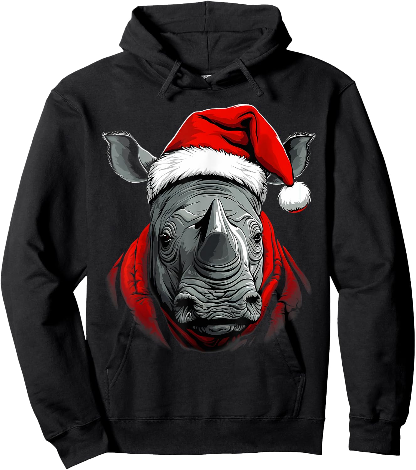 Merry Xmas Rhino Christmas Hoodie - Hoodie | Black