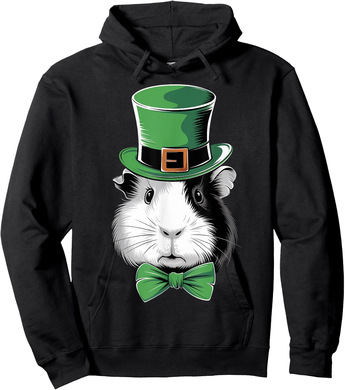 Green Guinea pig shamrock on St Patricks Day Guinea pig Hoodie - Hoodie | Black