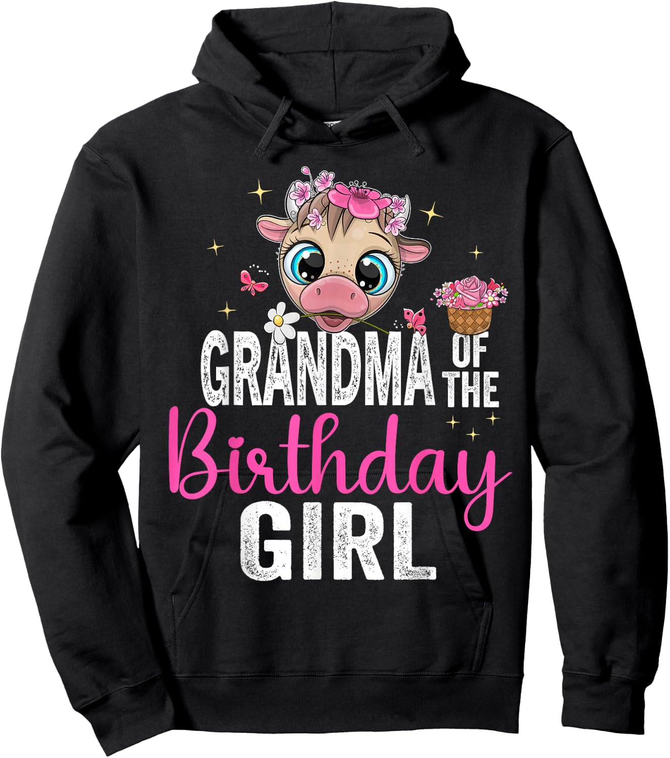 Grandma Of The Birthday Girl Shirt Cow 1 St Birthday Girl Hoodie - Hoodie | Black