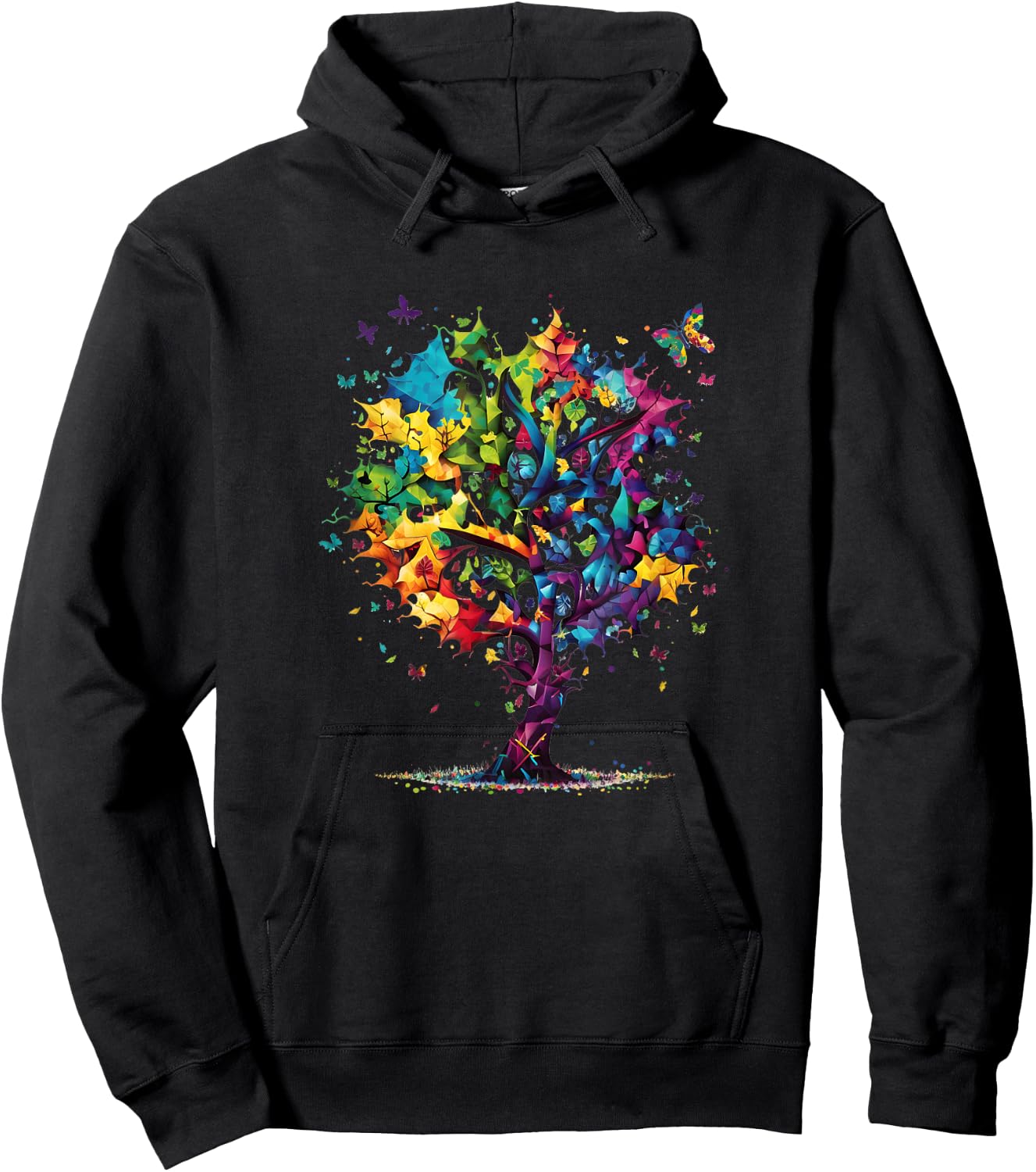 Awareness Autism Puzzle Pieces Colorful Tree Neurodiversity Hoodie - Hoodie | Black