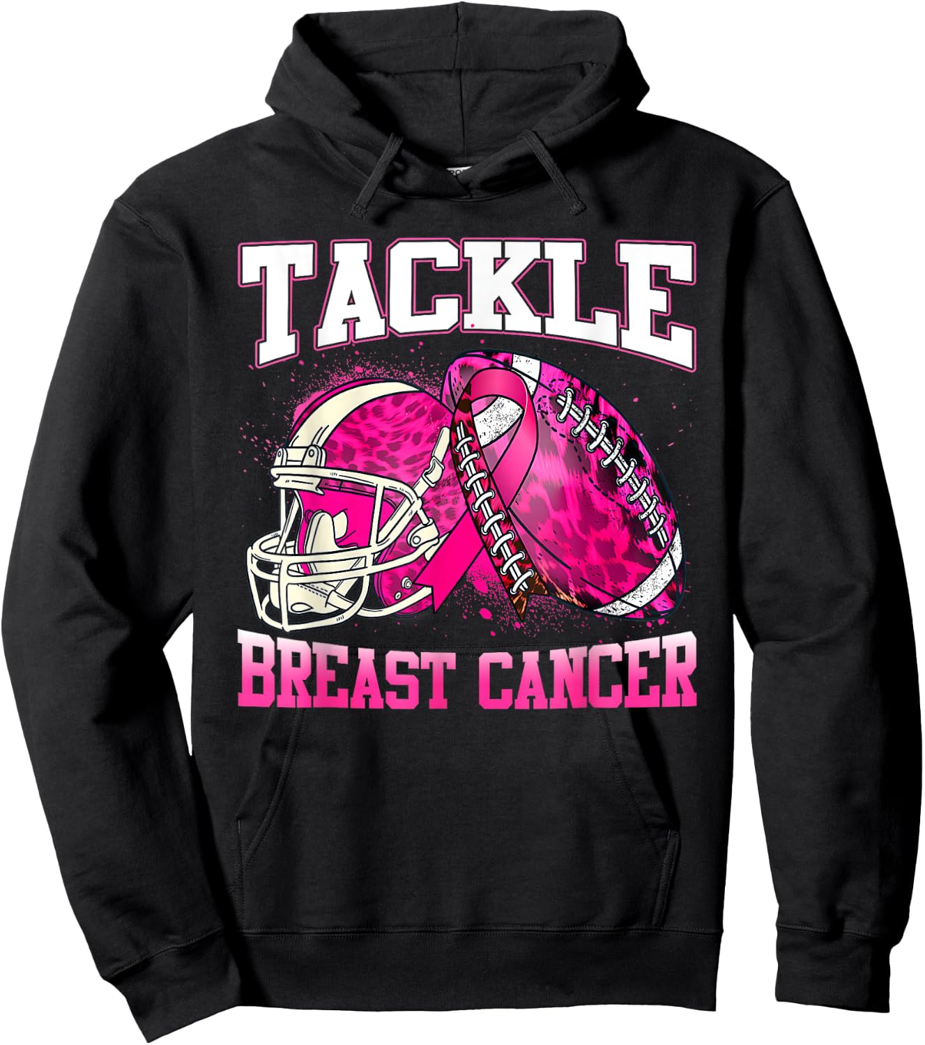 Tackle Breast Cancer Awareness Pink Ribbon Football Boy Kids Hoodie - Hoodie | Black